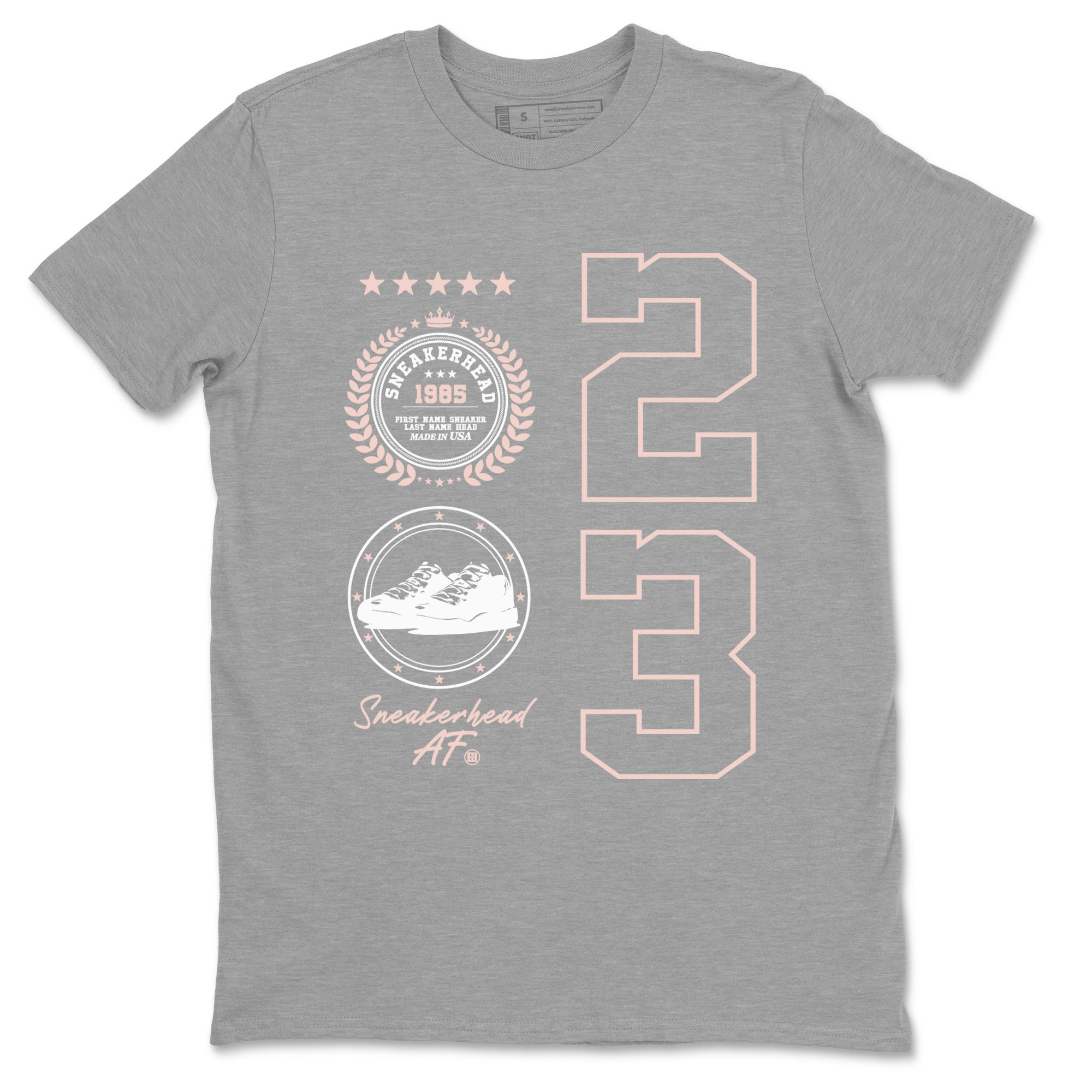 11s Legend Pink shirt to match jordans Sneaker Emblem sneaker tees Air Jordan 11 Legend Pink Drip Gear Zone unisex cotton Heather Grey 2 crew neck shirt