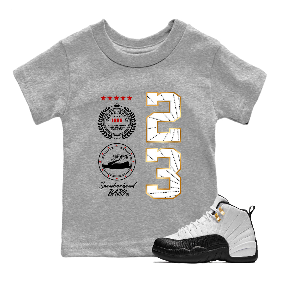 Sneaker Threads  Sneaker Tees To Match Air Jordan 12 Taxi  Sneaker Emblem Youth Graphic Tee Heather Grey 1. Perfect for Jordan releases 2025 colorways.