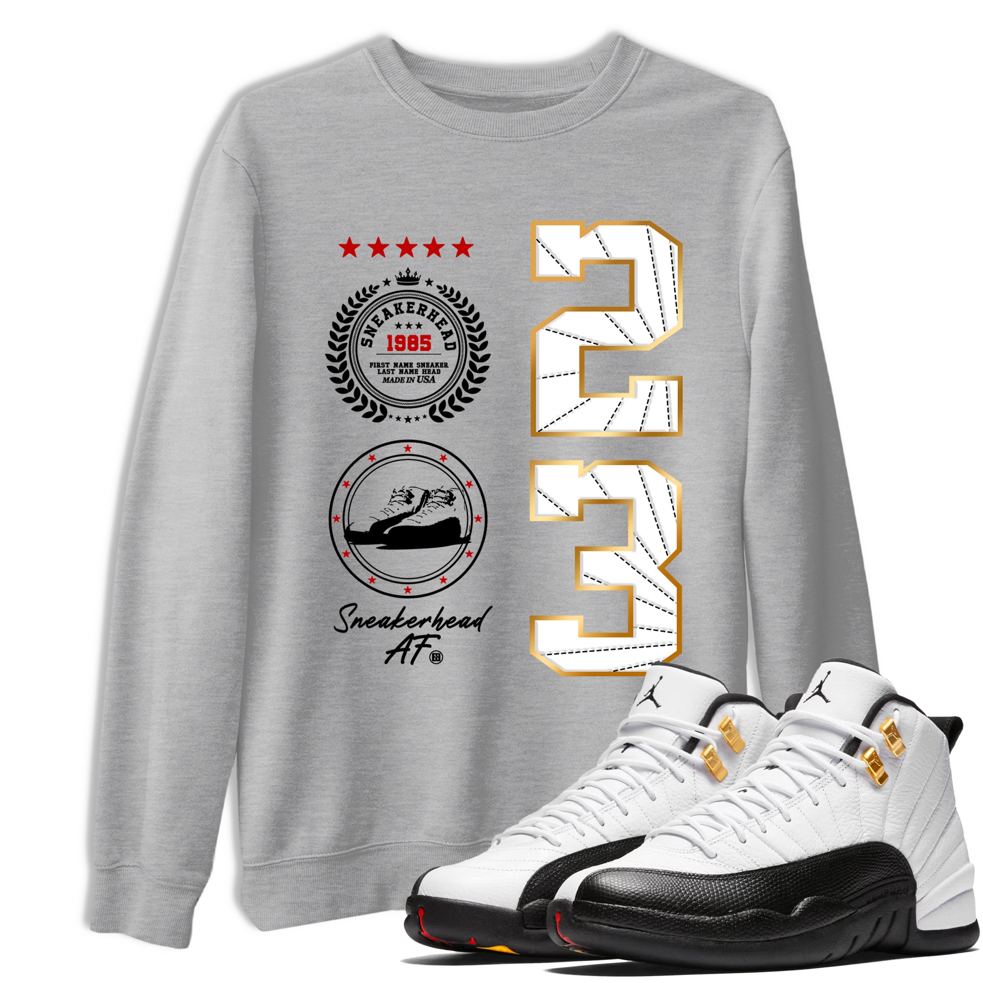 Sneaker Threads  Sneaker Tees To Match Air Jordan 12 Taxi  Sneaker Emblem Graphic Tee Heather Grey 1. Perfect for Jordan releases 2025 colorways.