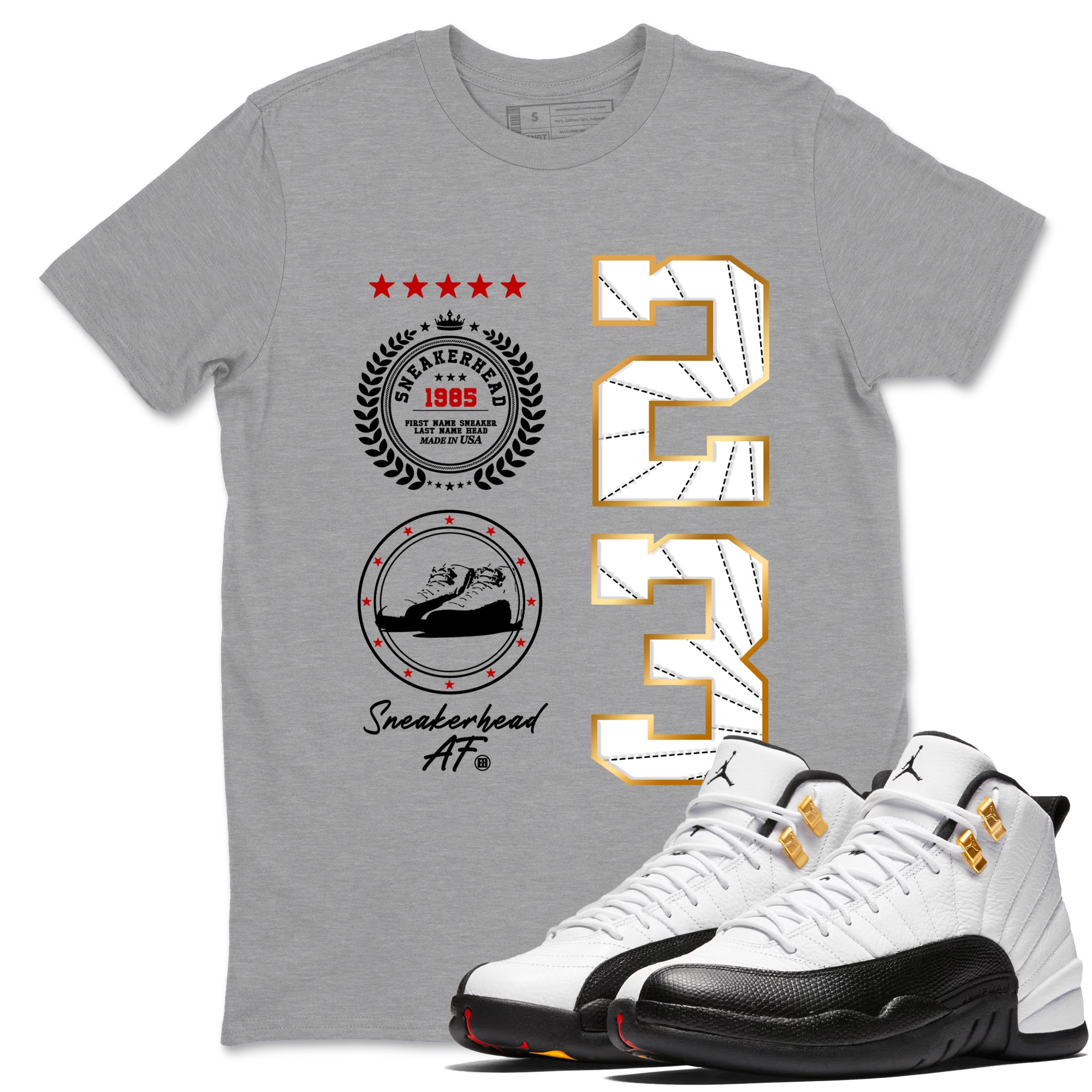 Sneaker Threads  Sneaker Tees To Match Air Jordan 12 Taxi  Sneaker Emblem Graphic Tee Heather Grey 1. Perfect for Jordan releases 2025 colorways.