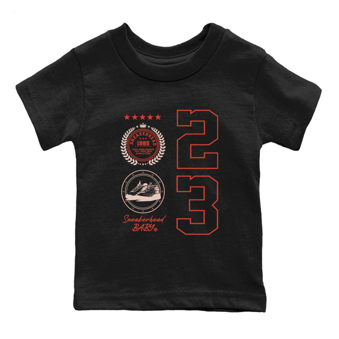 AJ13 Dune Red shirts to match jordans Sneaker Emblem sneaker match tees Air Jordan 13 Dune Red Drip Gear Zone streetwear brand Baby and Youth Black 2 cotton tee