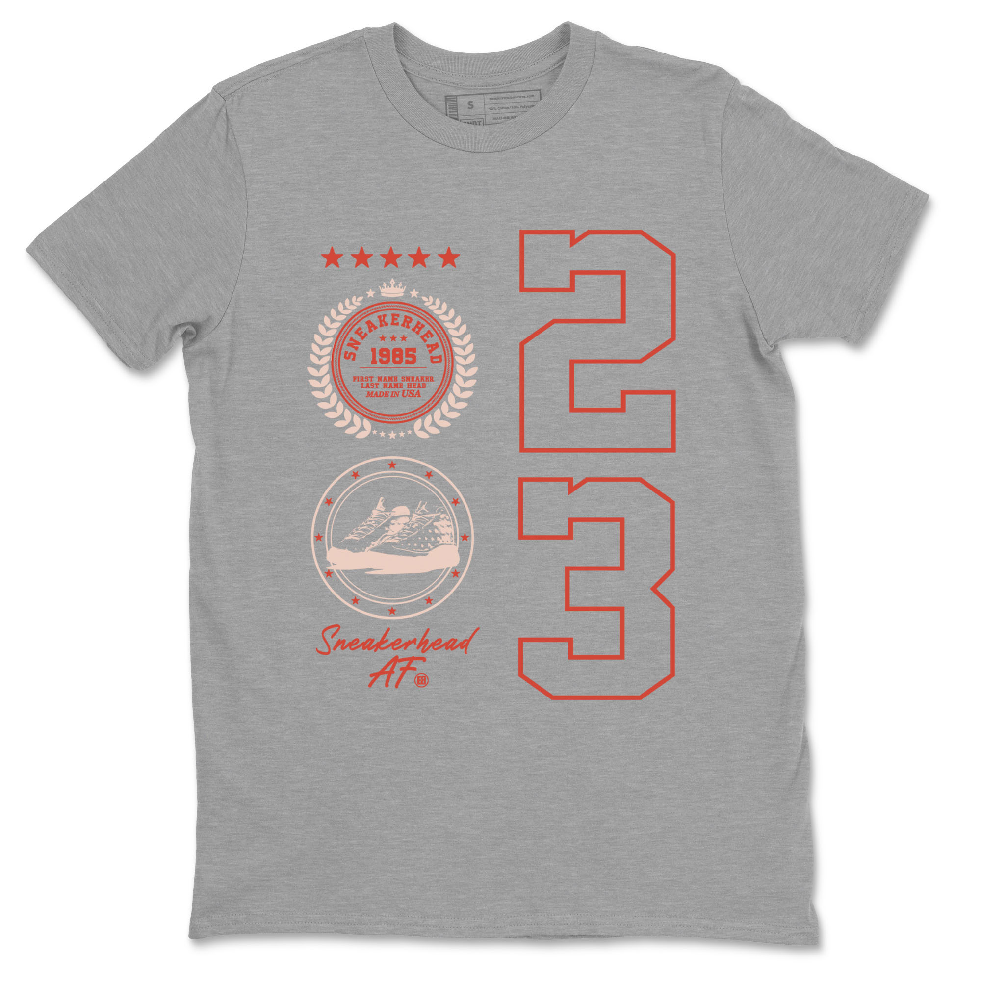 AJ13 Dune Red shirts to match jordans Sneaker Emblem sneaker match tees Air Jordan 13 Dune Red Drip Gear Zone streetwear brand Heather Grey 2 unisex cotton tee