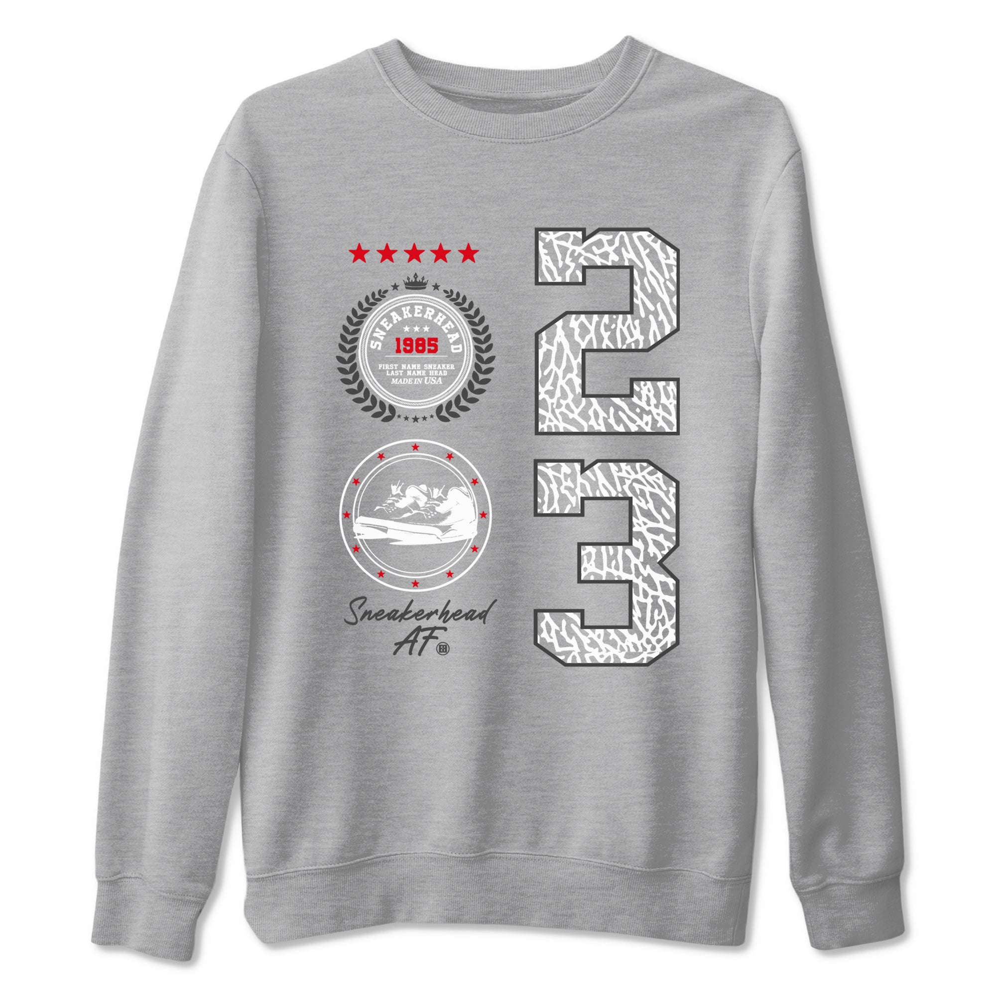 Air Jordan 3 Retro Cement Grey shirts to match jordans Sneaker Emblem sneaker match tees 3s Cement Grey Drip Gear Zone streetwear brand Heather Grey 2 unisex cotton tee