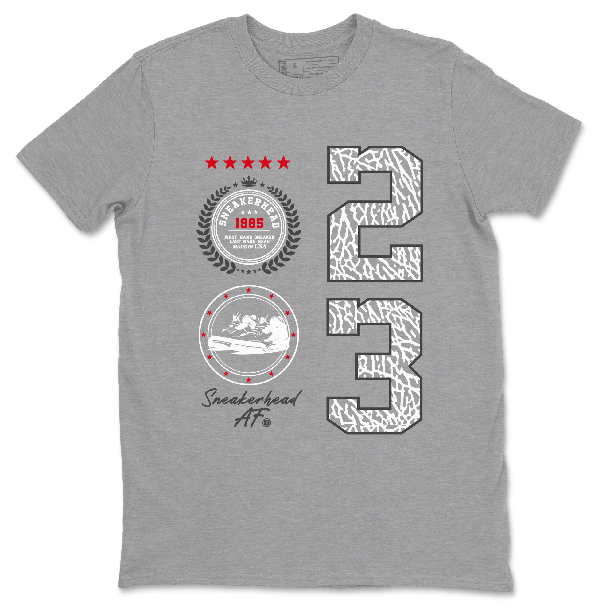 Air Jordan 3 Retro Cement Grey shirts to match jordans Sneaker Emblem sneaker match tees 3s Cement Grey Drip Gear Zone streetwear brand Heather Grey 2 unisex cotton tee