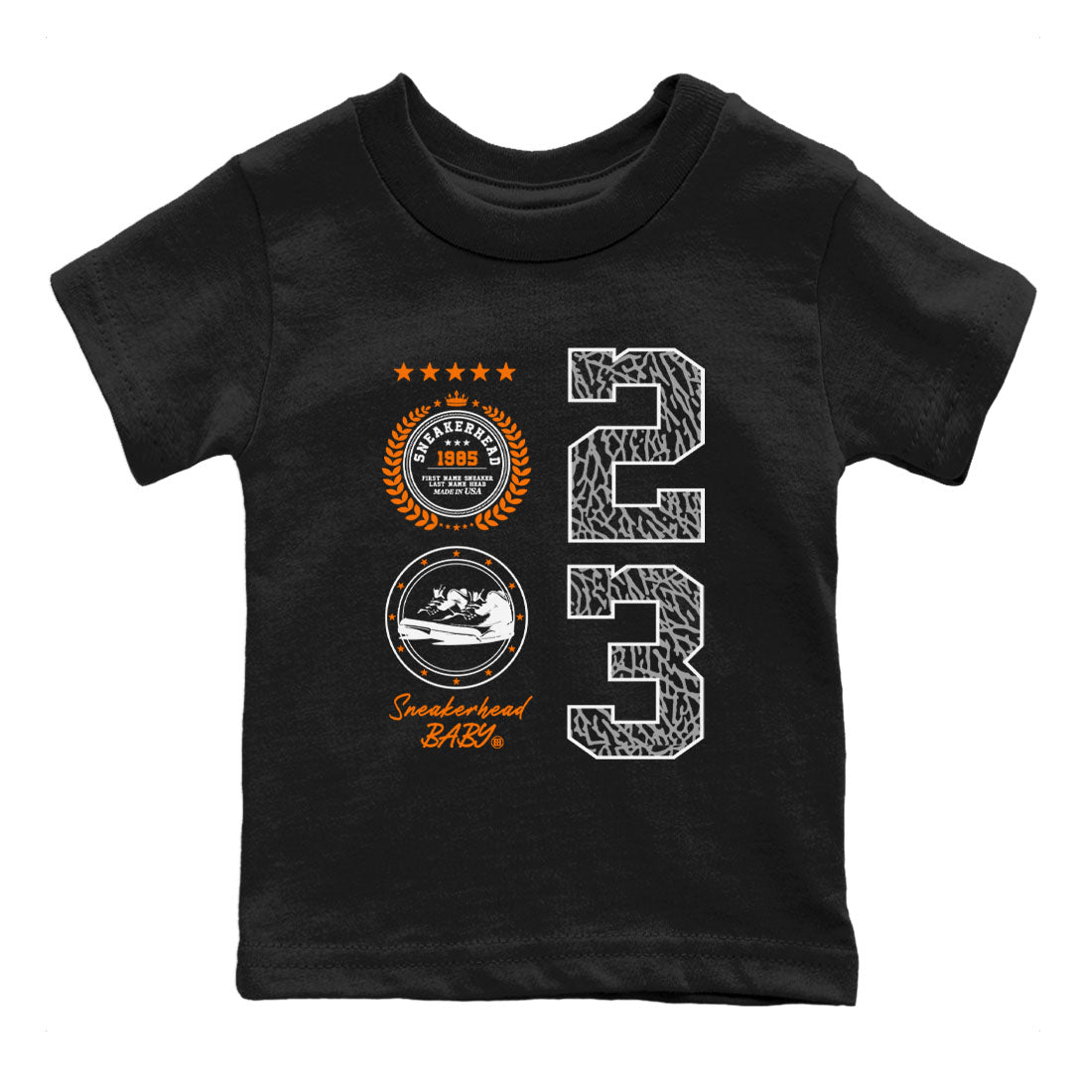 3s Georgia Peach shirt to match jordans Sneaker Emblem sneaker tees Air Jordan 3 Retro Georgia Peach Drip Gear Zone baby toddler Black 2 cotton Shirt