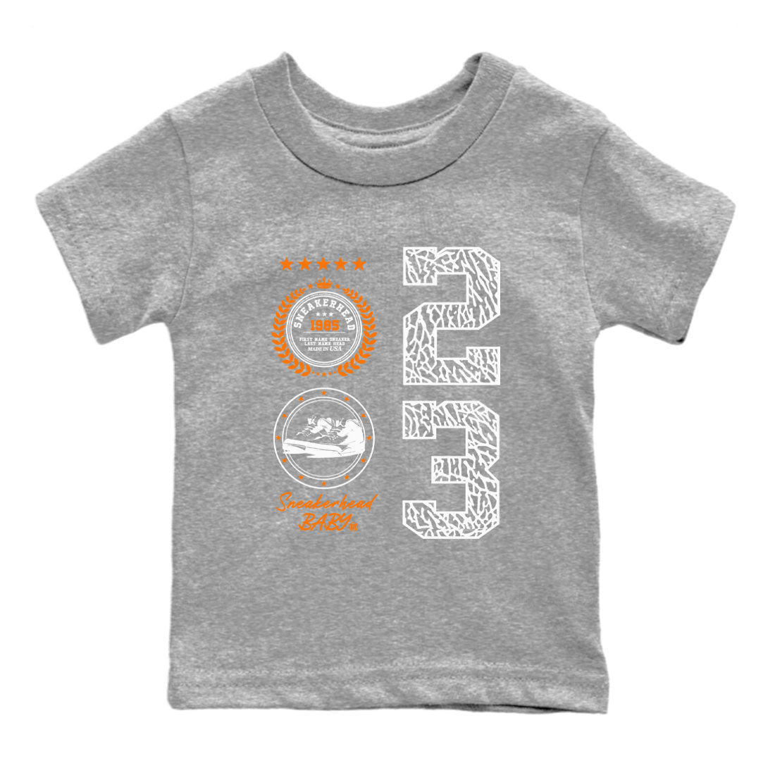 3s Georgia Peach shirt to match jordans Sneaker Emblem sneaker tees Air Jordan 3 Retro Georgia Peach Drip Gear Zone baby toddler Heather Grey 2 cotton Shirt
