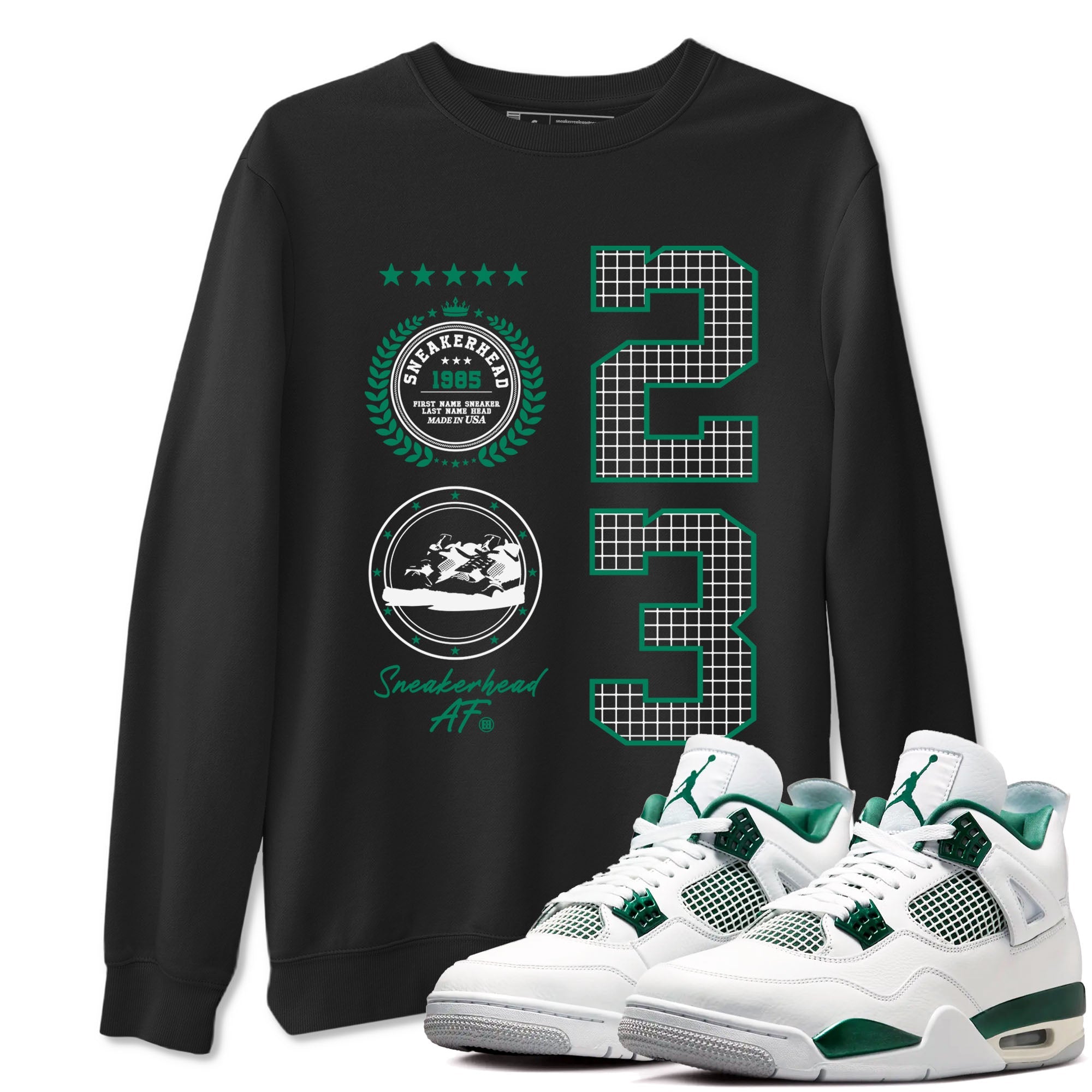 4s Oxidized Green shirts to match jordans Sneaker Emblem sneaker match tees Air Jordan 4 Oxidized Green Drip Gear Zone streetwear brand Black 1 unisex cotton tee