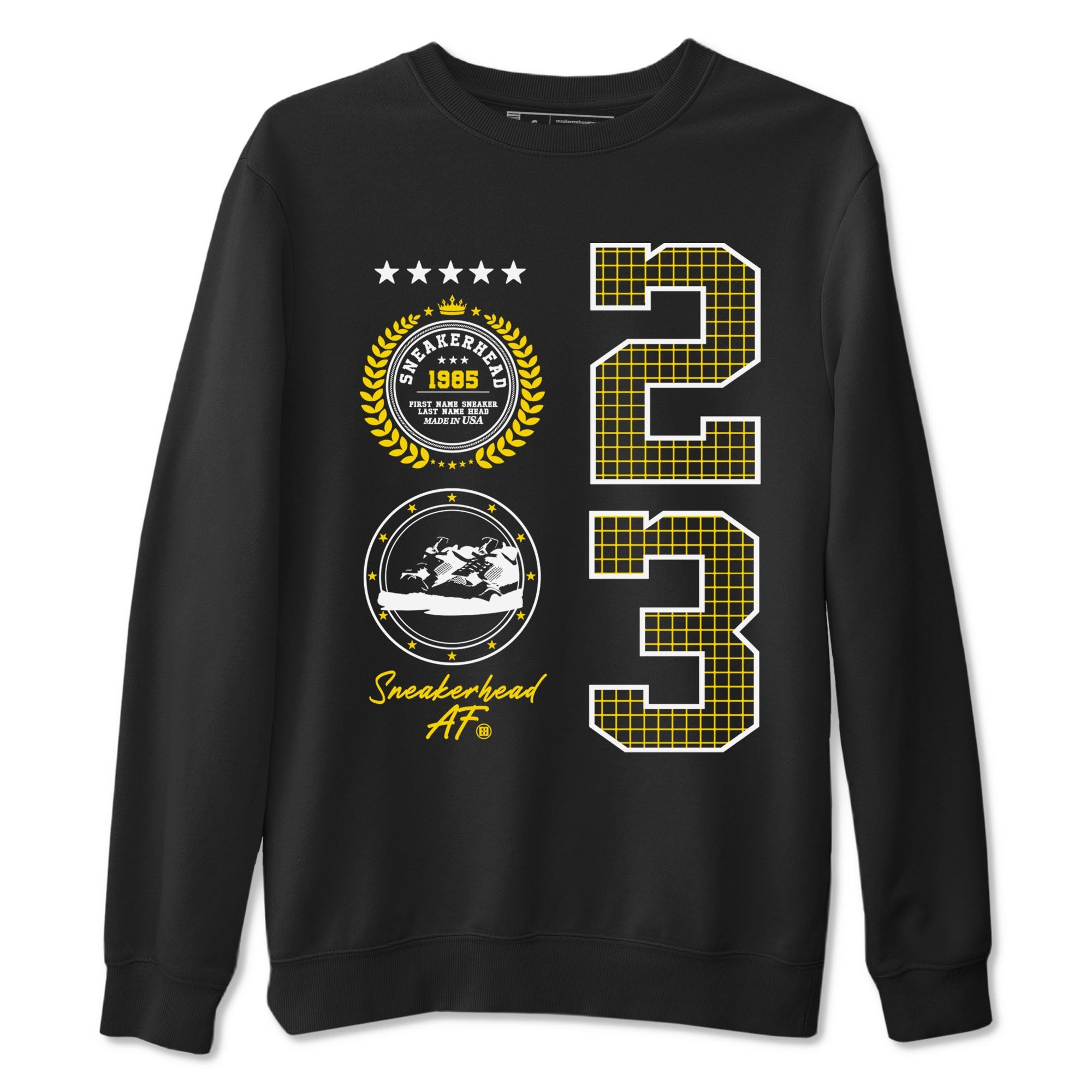 AJ4 Vivid Sulfur shirt to match jordans Sneaker Emblem sneaker tees Air Jordan 4 Vivid Sulfur Drip Gear Zone unisex cotton Black 2 crew neck shirt