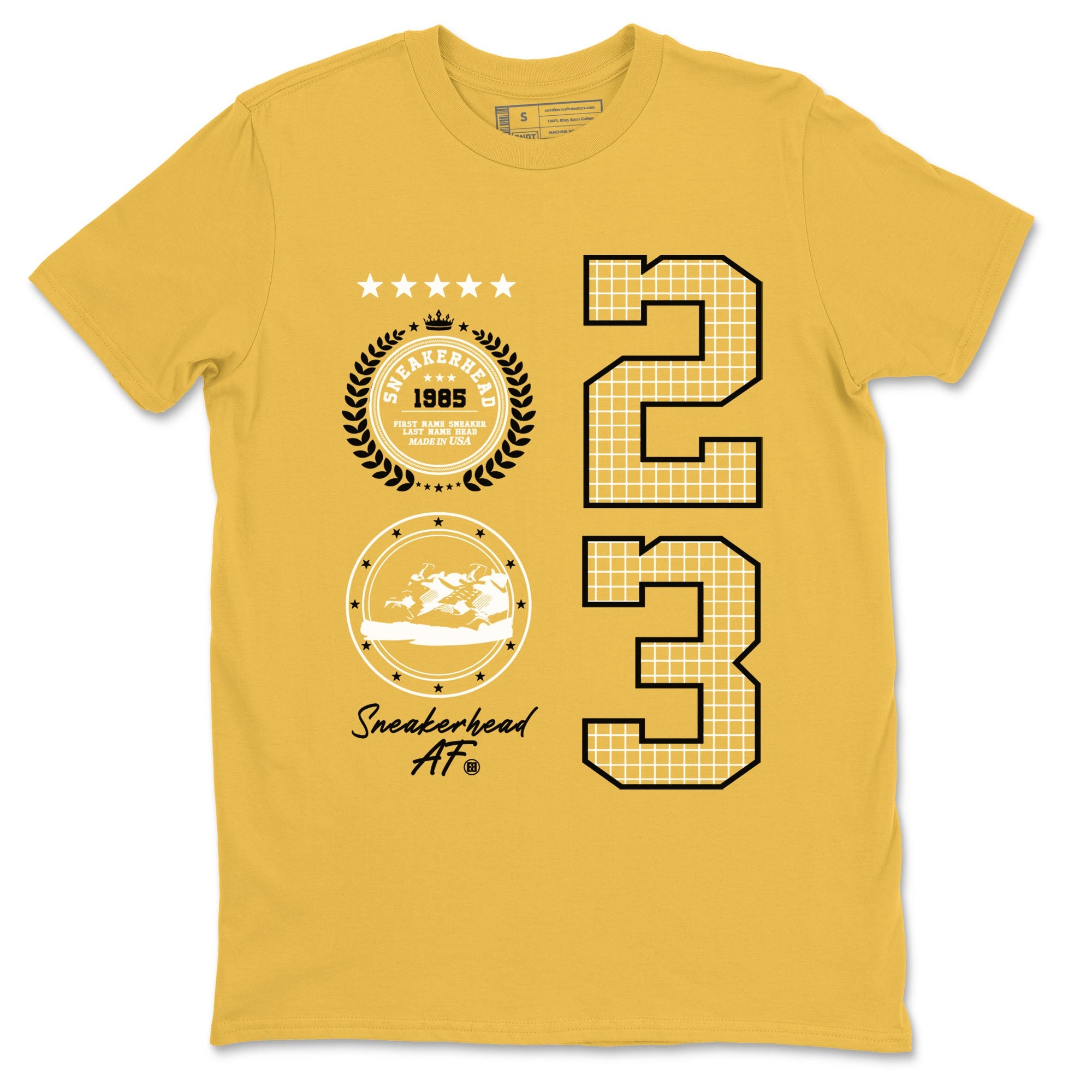 AJ4 Vivid Sulfur shirt to match jordans Sneaker Emblem sneaker tees Air Jordan 4 Vivid Sulfur Drip Gear Zone unisex cotton Daisy 2 crew neck shirt