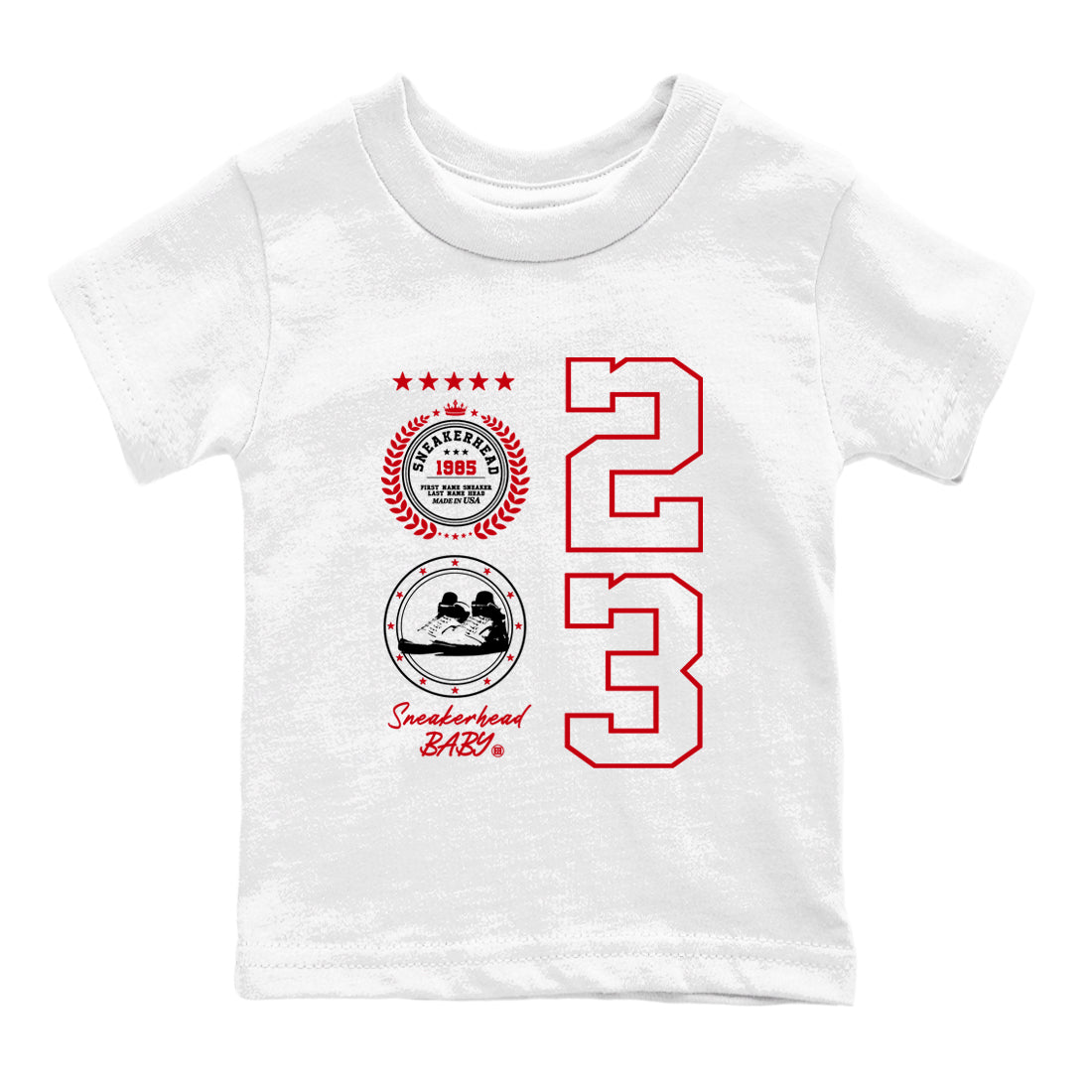 5s Fire Red Sneaker match tees  Sneaker Tees To Match Jordan 5 Retro Fire Red Sneakers  Sneaker Emblem Kids Graphic T-Shirt White 2