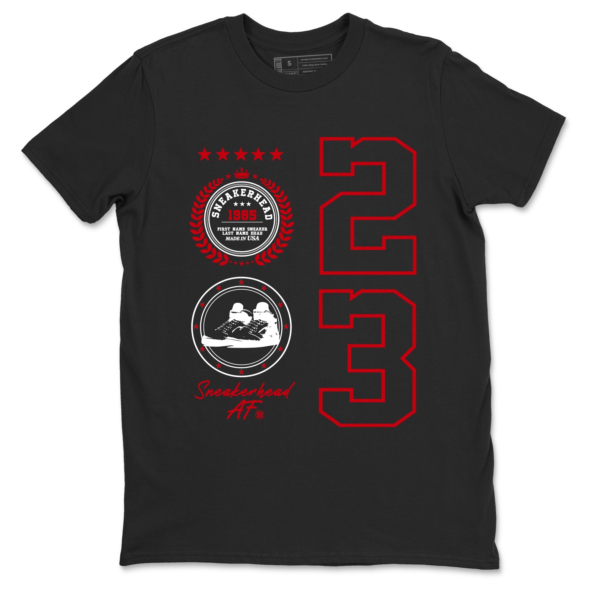 5s Fire Red Sneaker match tees  Sneaker Tees To Match Jordan 5 Retro Fire Red Sneakers  Sneaker Emblem Graphic Tee Black 2