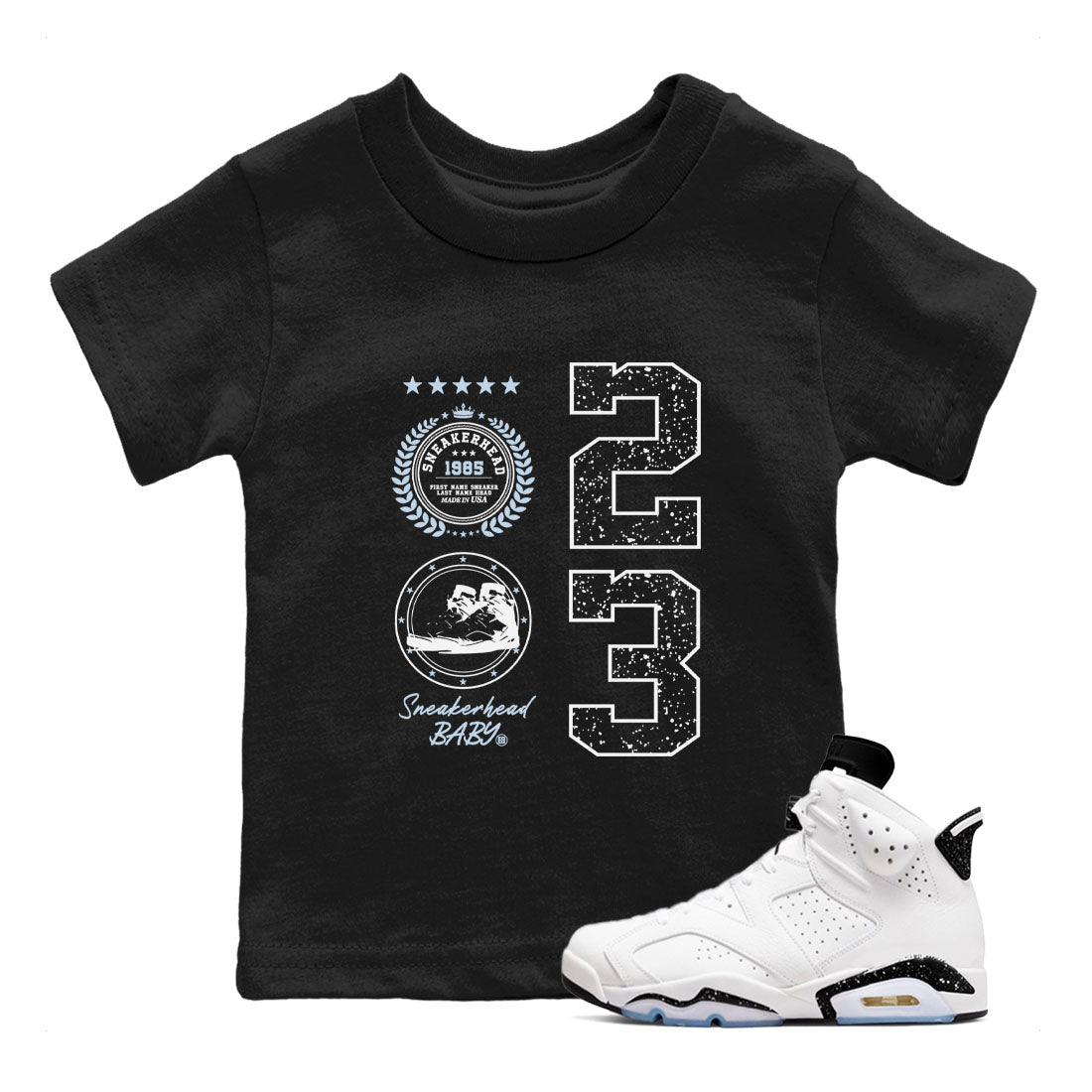 6s White Black shirt to match jordans Sneaker Emblem sneaker tees Air Jordan 6 White Black Drip Gear Zone baby toddler Black 1 cotton Shirt