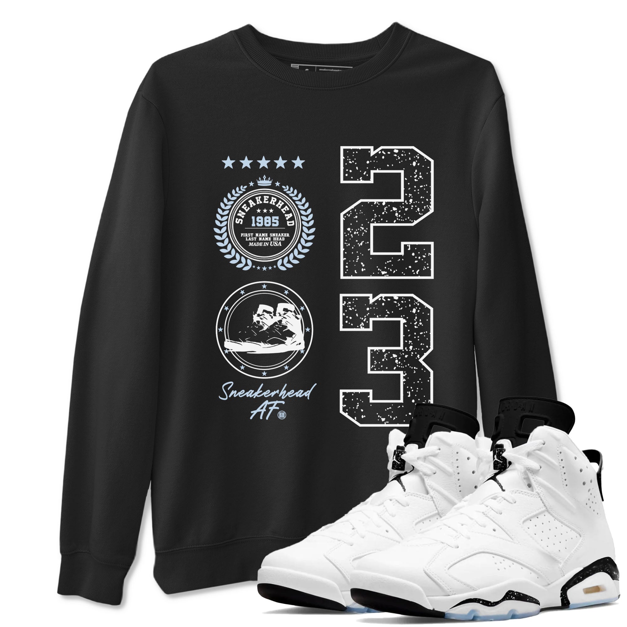 6s White Black shirt to match jordans Sneaker Emblem sneaker tees Air Jordan 6 White Black Drip Gear Zone unisex cotton Black 1 crew neck shirt