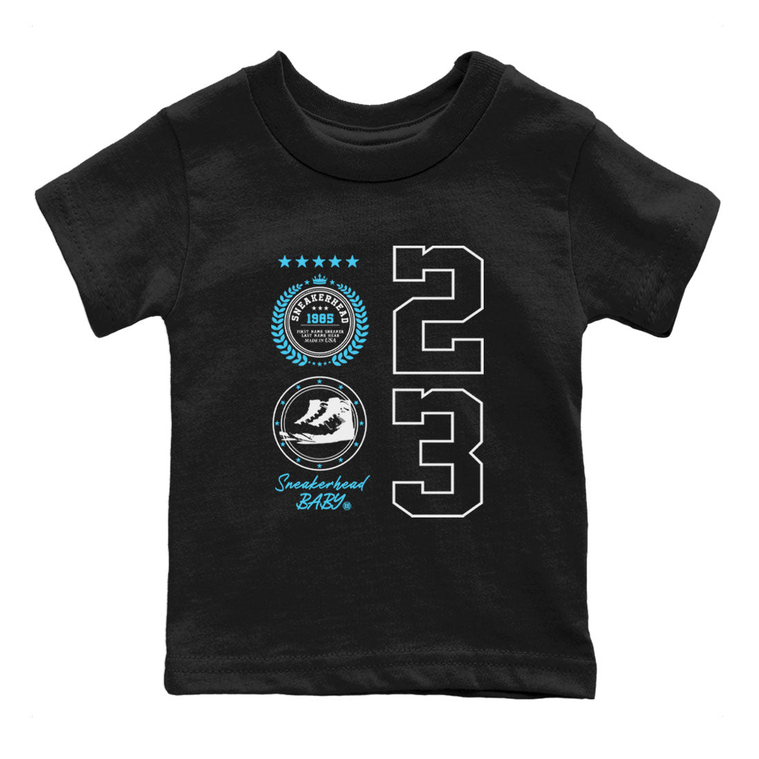 9s Powder Blue shirt to match jordans Sneaker Emblem sneaker tees Air Jordan 9 Powder Blue Drip Gear Zone baby toddler Black 2 cotton Shirt