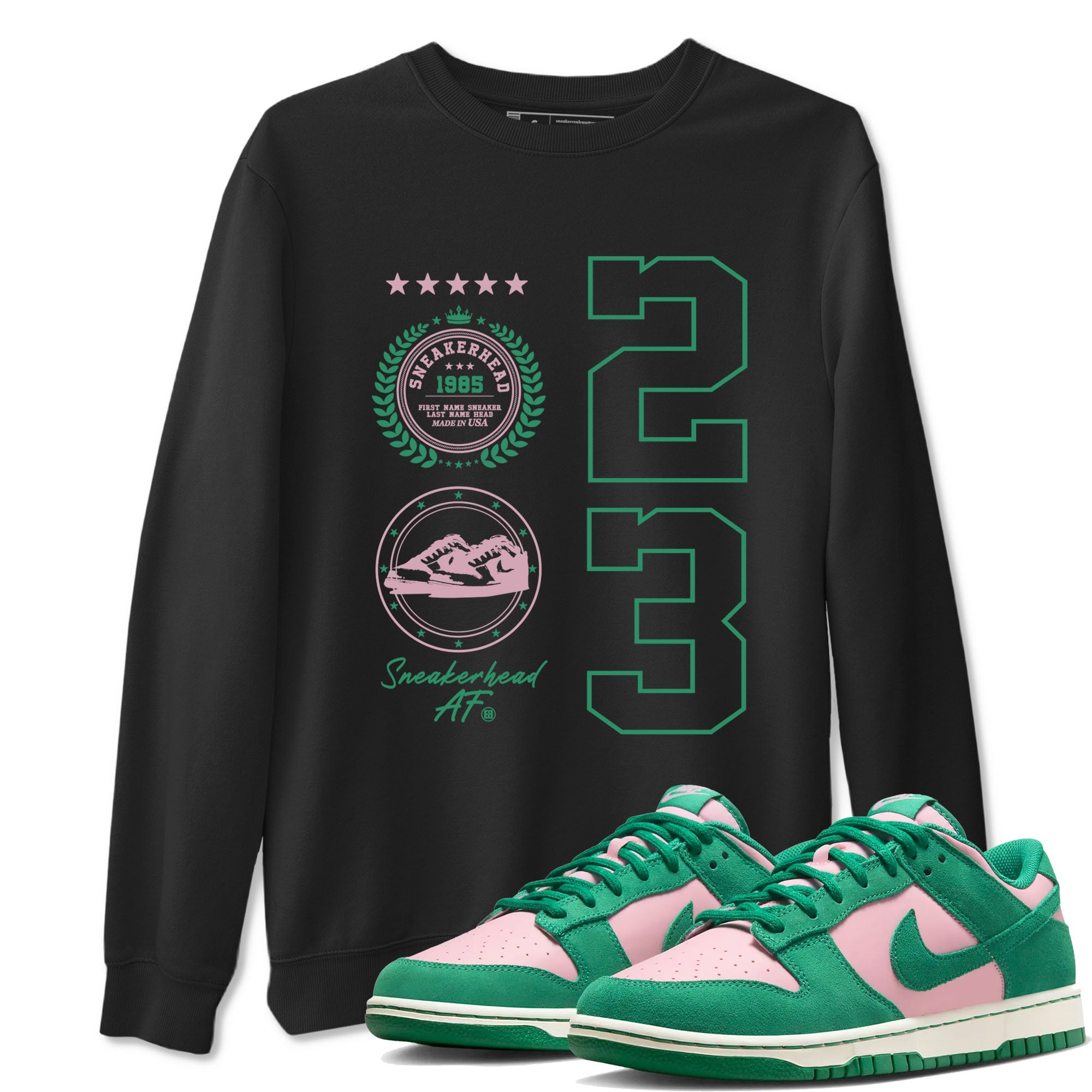 Dunk Low Medium Soft Pink Malachite shirt to match jordans Sneaker Emblem sneaker tees Dunks Medium Soft Pink Malachite Streetwear Brand Drip Gear Zone unisex cotton Black 1 crew neck shirt
