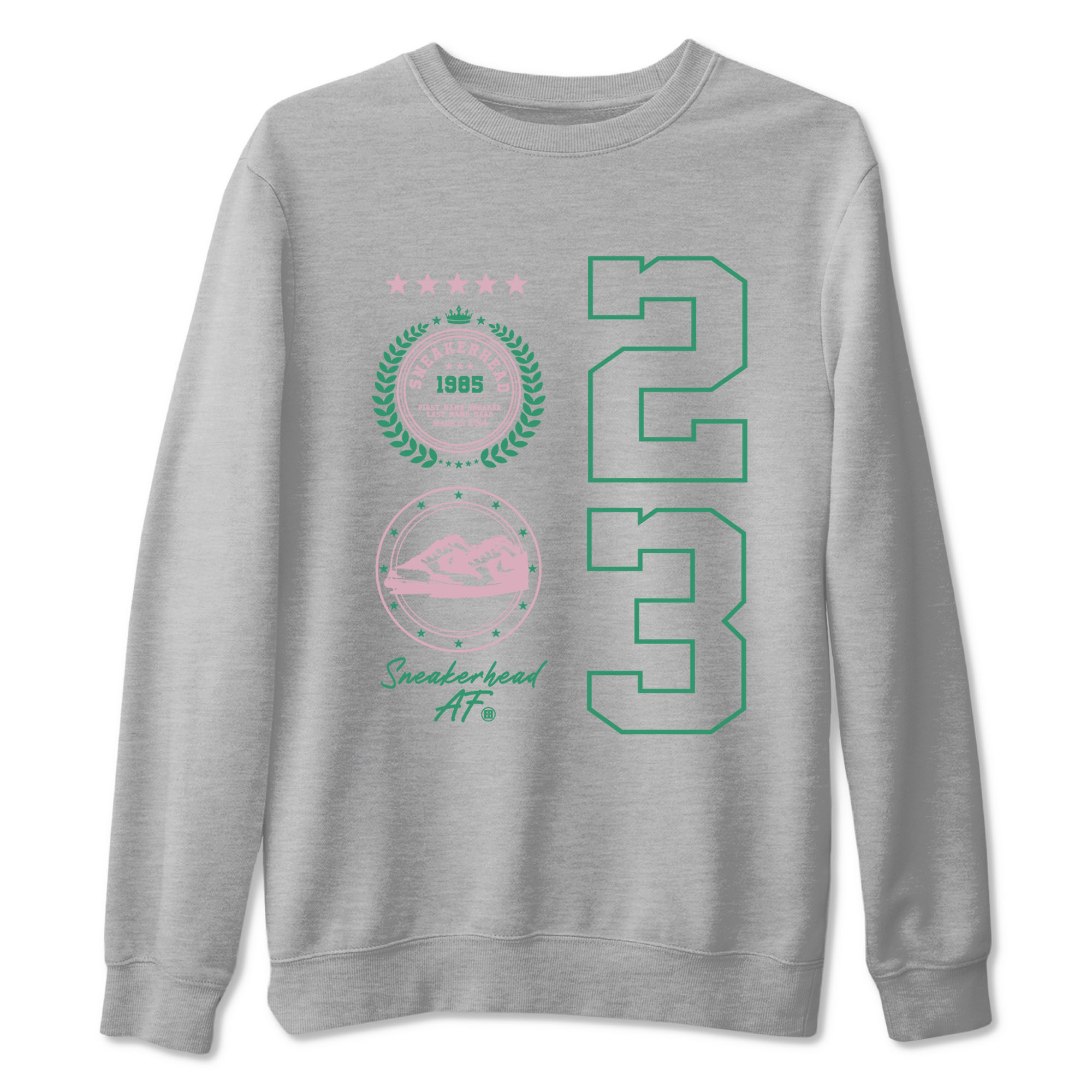 Dunk Low Medium Soft Pink Malachite shirt to match jordans Sneaker Emblem sneaker tees Dunks Medium Soft Pink Malachite Streetwear Brand Drip Gear Zone unisex cotton Heather Grey 2 crew neck shirt