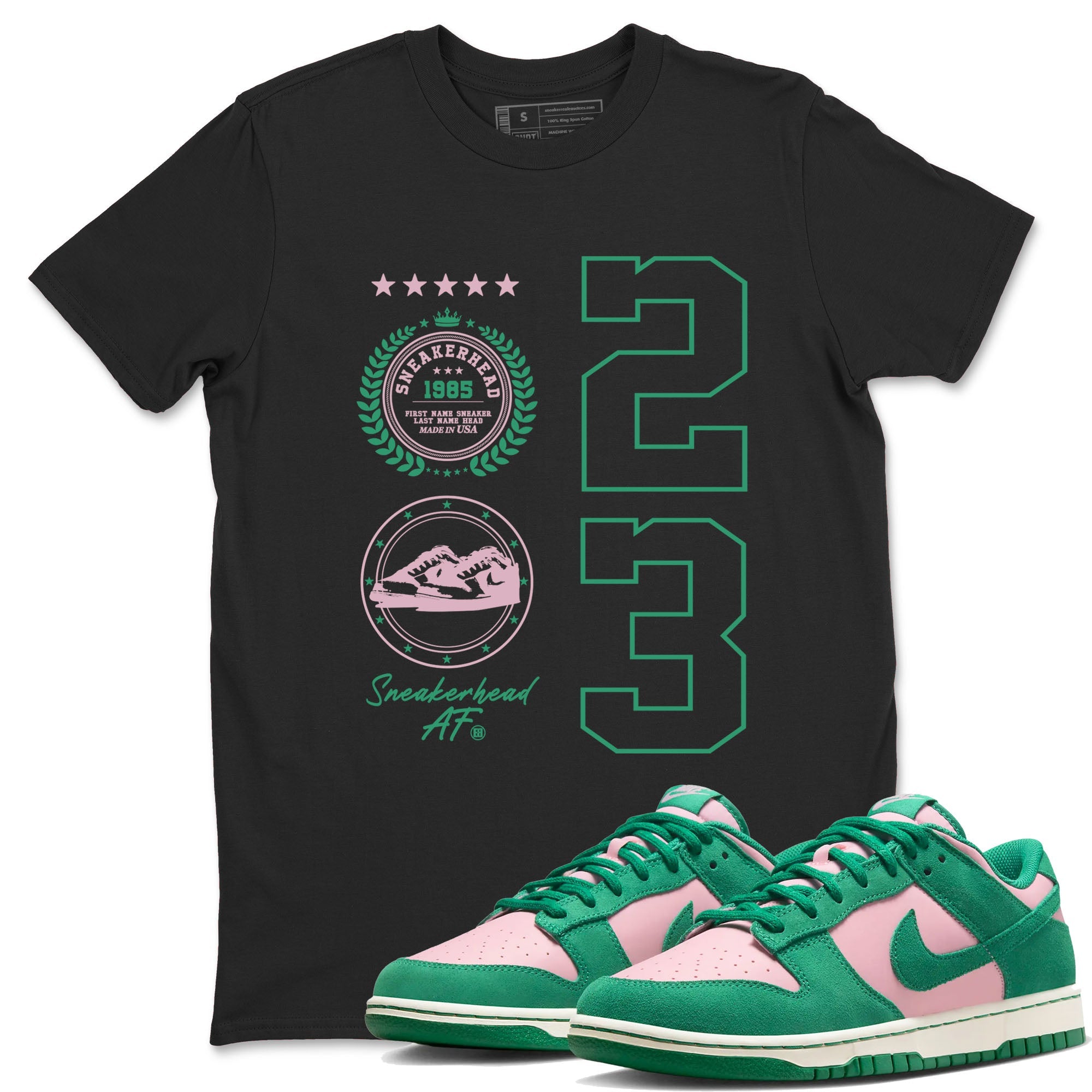Dunk Low Medium Soft Pink Malachite shirt to match jordans Sneaker Emblem sneaker tees Dunks Medium Soft Pink Malachite Streetwear Brand Drip Gear Zone unisex cotton Black 1 crew neck shirt