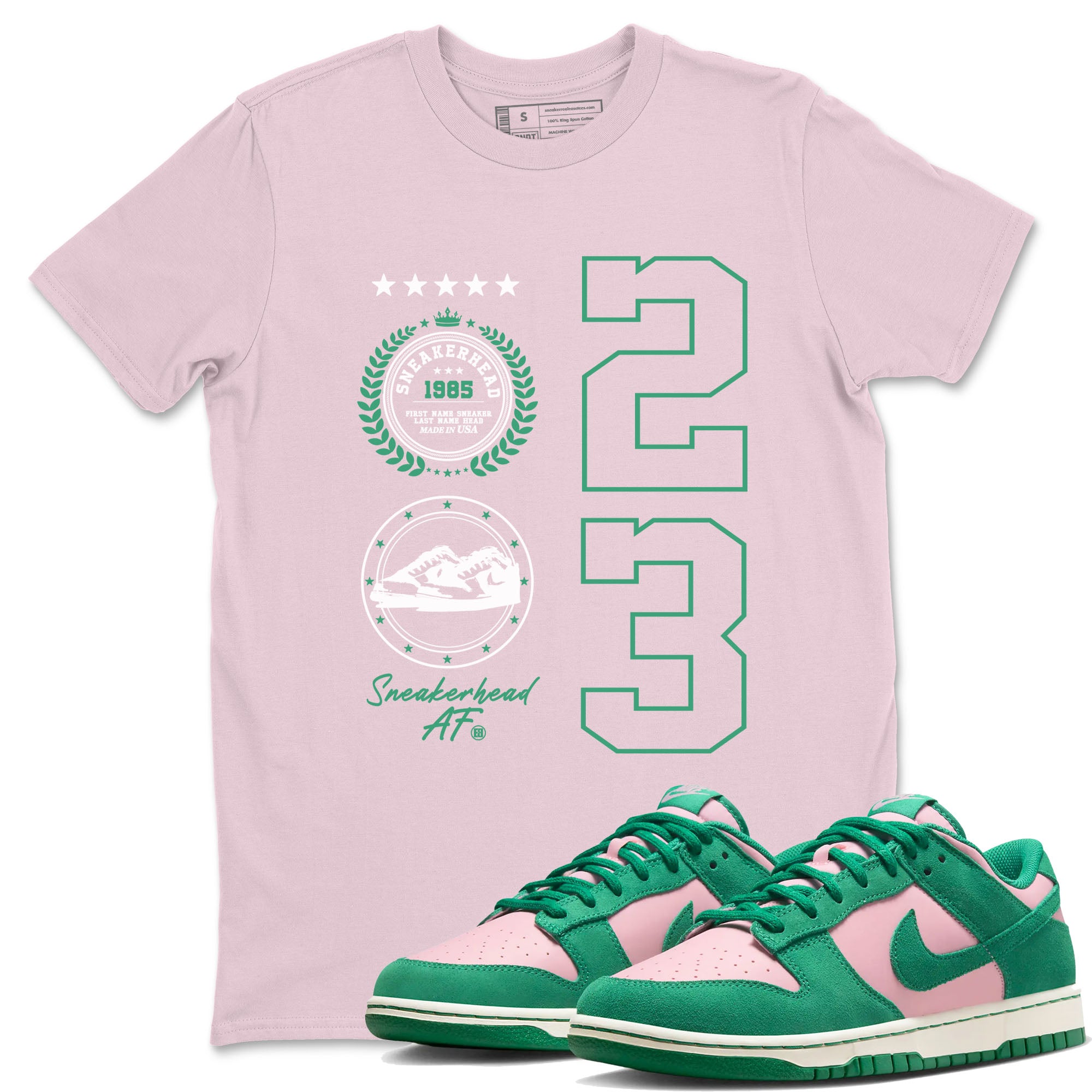 Dunk Low Medium Soft Pink Malachite shirt to match jordans Sneaker Emblem sneaker tees Dunks Medium Soft Pink Malachite Streetwear Brand Drip Gear Zone unisex cotton Pink 1 crew neck shirt