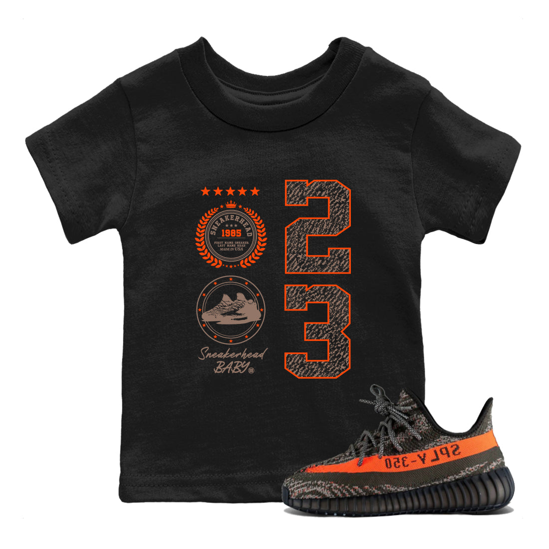 Yeezy 350 Carbon Beluga shirts to match jordans Sneaker Emblem sneaker match tees Yeezy 350 Carbon Beluga match shoes to clothes Drip Gear Zone Youth Baby Black 1 tee