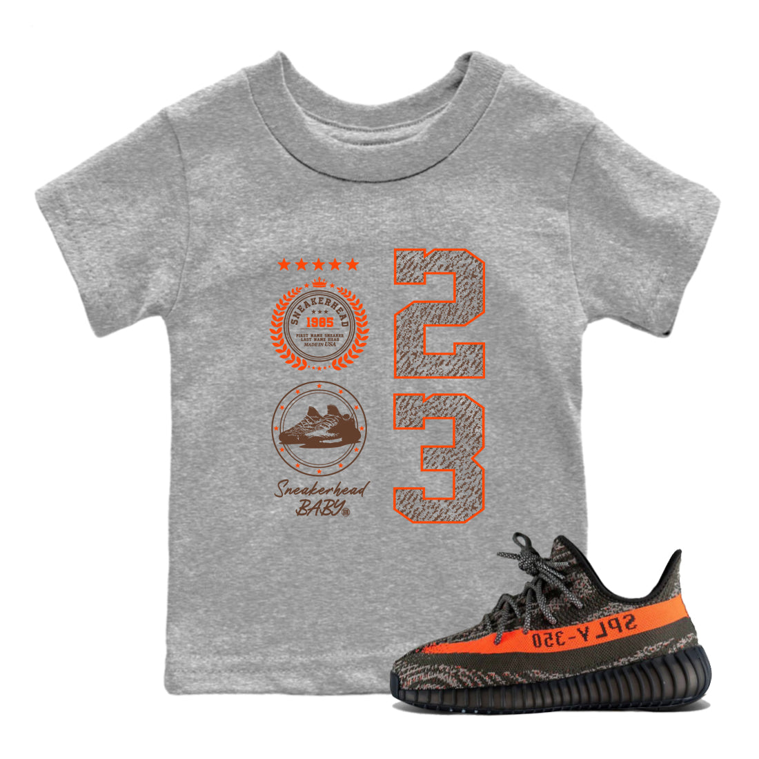 Yeezy 350 Carbon Beluga shirts to match jordans Sneaker Emblem sneaker match tees Yeezy 350 Carbon Beluga match shoes to clothes Drip Gear Zone Youth Baby Heather Grey 1 tee