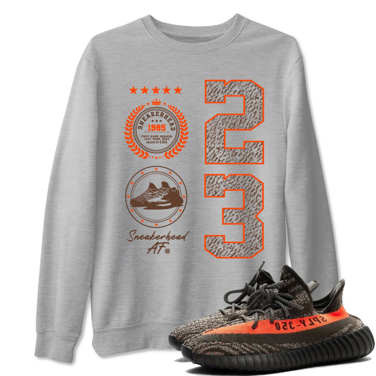 Yeezy 350 Carbon Beluga shirts to match jordans Sneaker Emblem sneaker match tees Yeezy 350 Carbon Beluga match shoes to clothes Drip Gear Zone unisex cotton Heather Grey 1 shirts