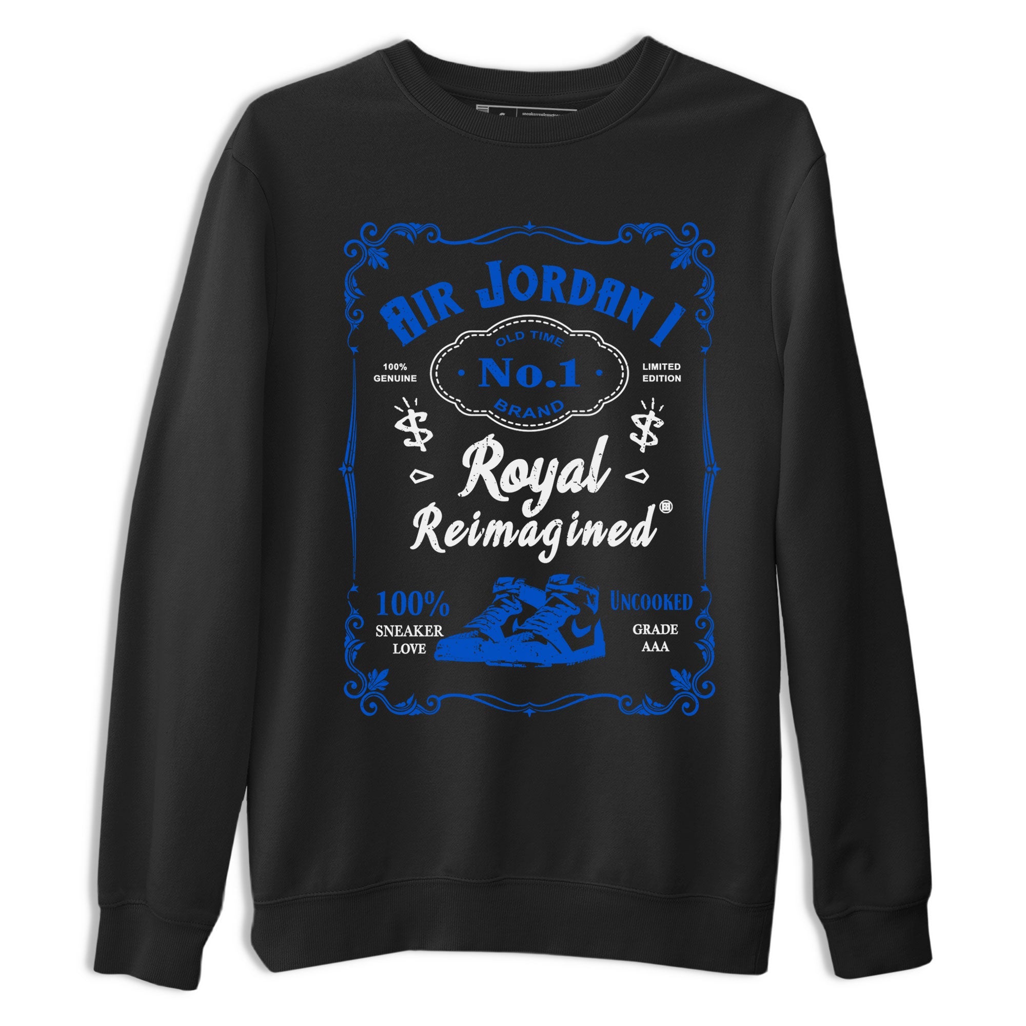 Jordan 1 High OG Royal Reimagined shirt to match jordans Sneaker Label sneaker tees Air Jordan 1 Royal Reimagined Drip Gear Zone Unisex Black 2 T-Shirt