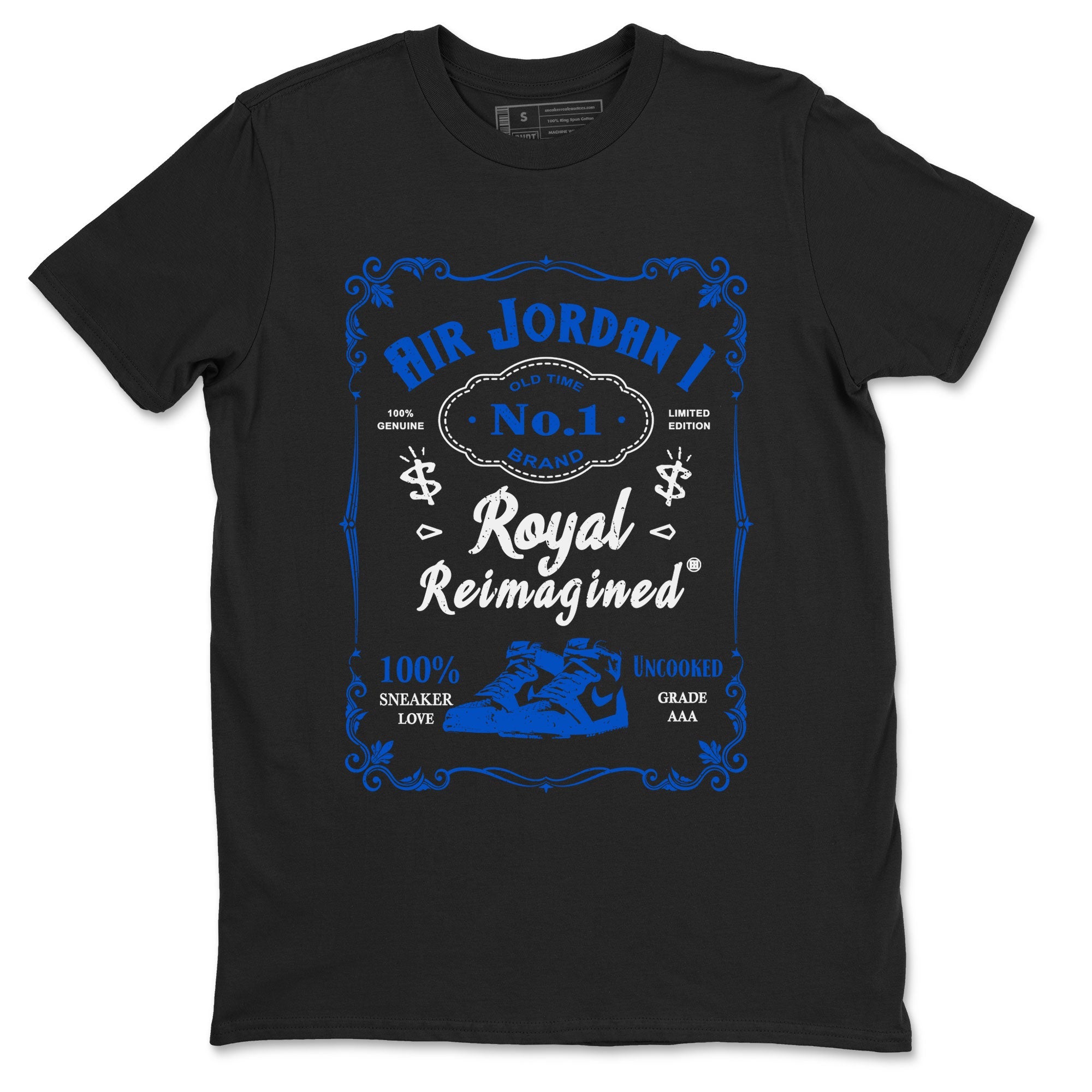 Jordan 1 High OG Royal Reimagined shirt to match jordans Sneaker Label sneaker tees Air Jordan 1 Royal Reimagined Drip Gear Zone Unisex Black 2 T-Shirt