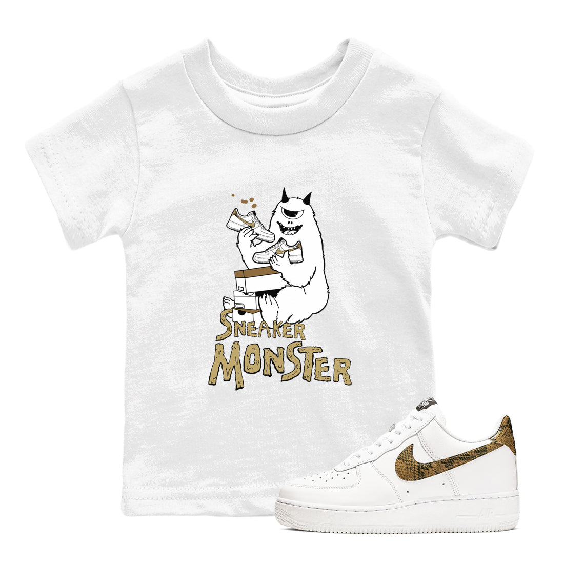 Air Force 1 Ivory Snake shirt to match jordans Sneaker Monster sneaker tees Air Force 1 Ivory Snake Drip Gear Zone baby toddler White 1 cotton Shirt