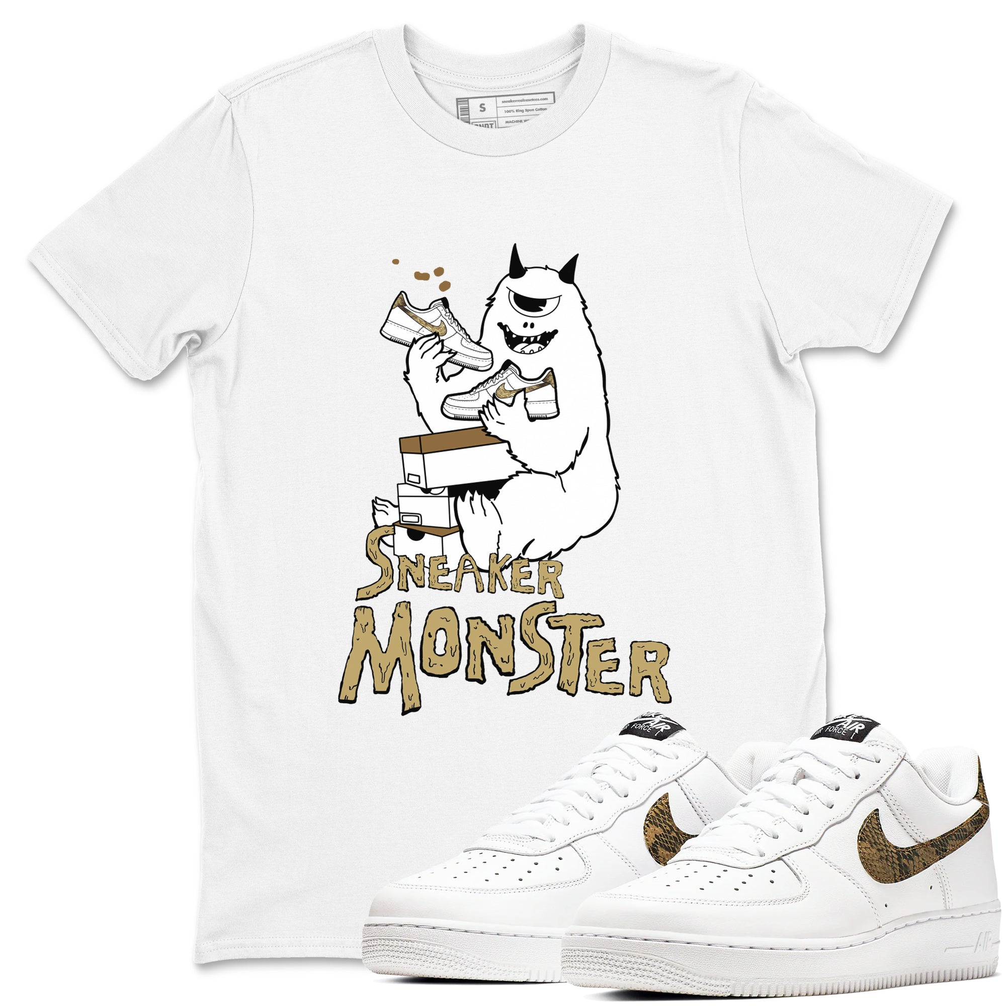 Air Force 1 Ivory Snake shirt to match jordans Sneaker Monster sneaker tees Air Force 1 Ivory Snake Drip Gear Zone unisex cotton White 1 crew neck shirt