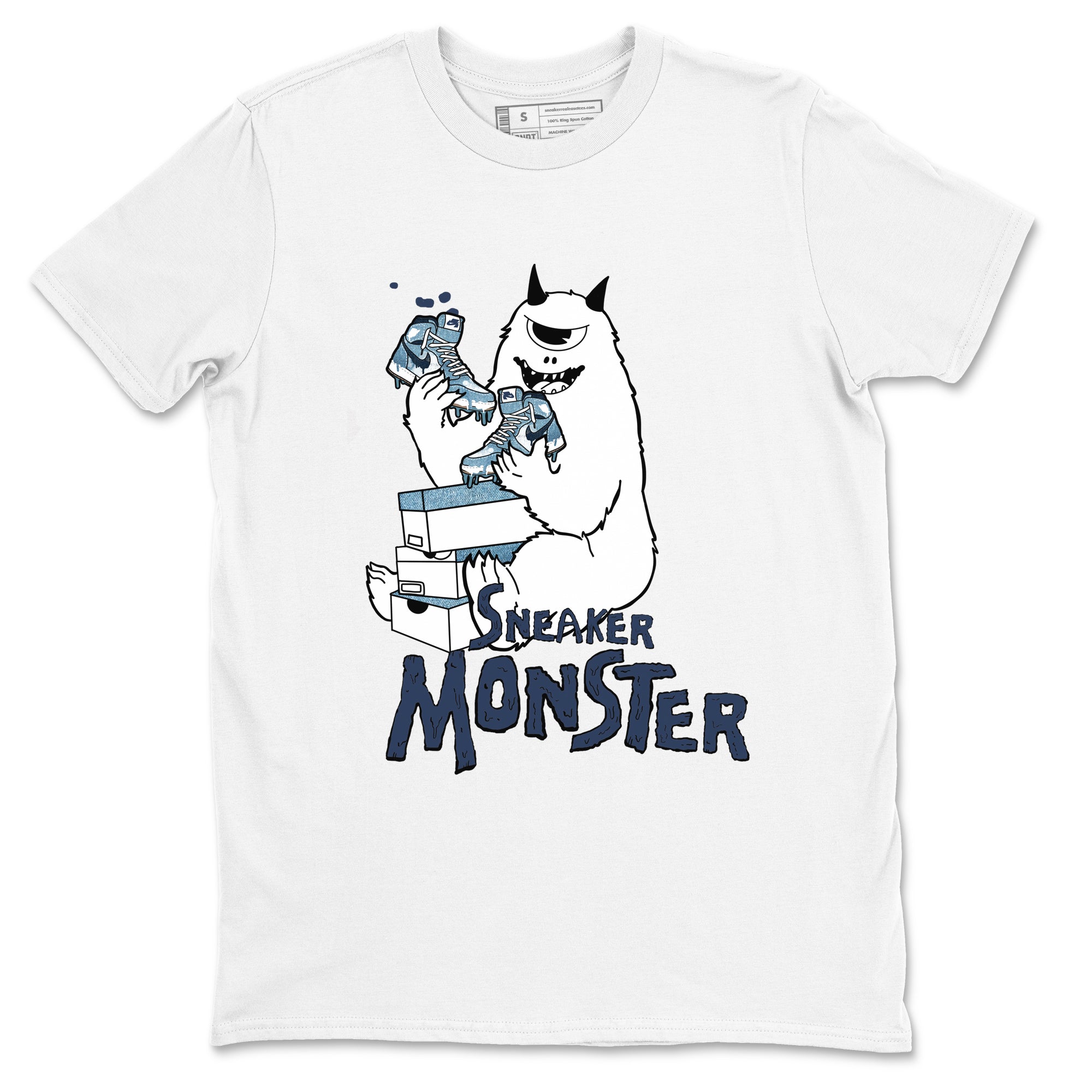 1s Denim shirts to match jordans Sneaker Monster sneaker match tees Air Jordan 1 Denim Drip Gear Zone streetwear brand White 2 unisex cotton tee