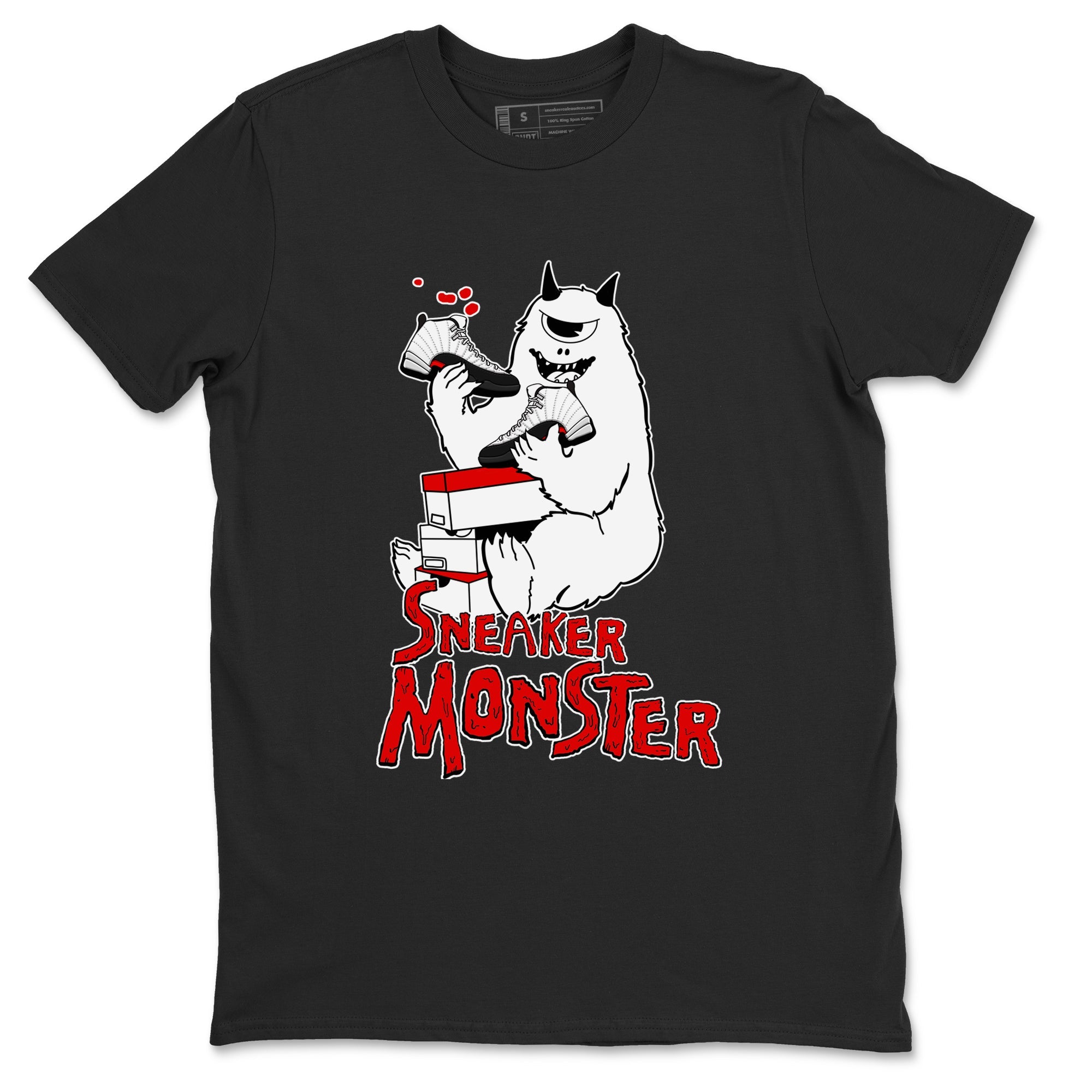 Air Jordan 12 Retro Taxi Flip shirts to match jordans Sneaker Monster sneaker match tees 12s Red Taxi Drip Gear Zone unisex cotton Black 2 crew neck shirt