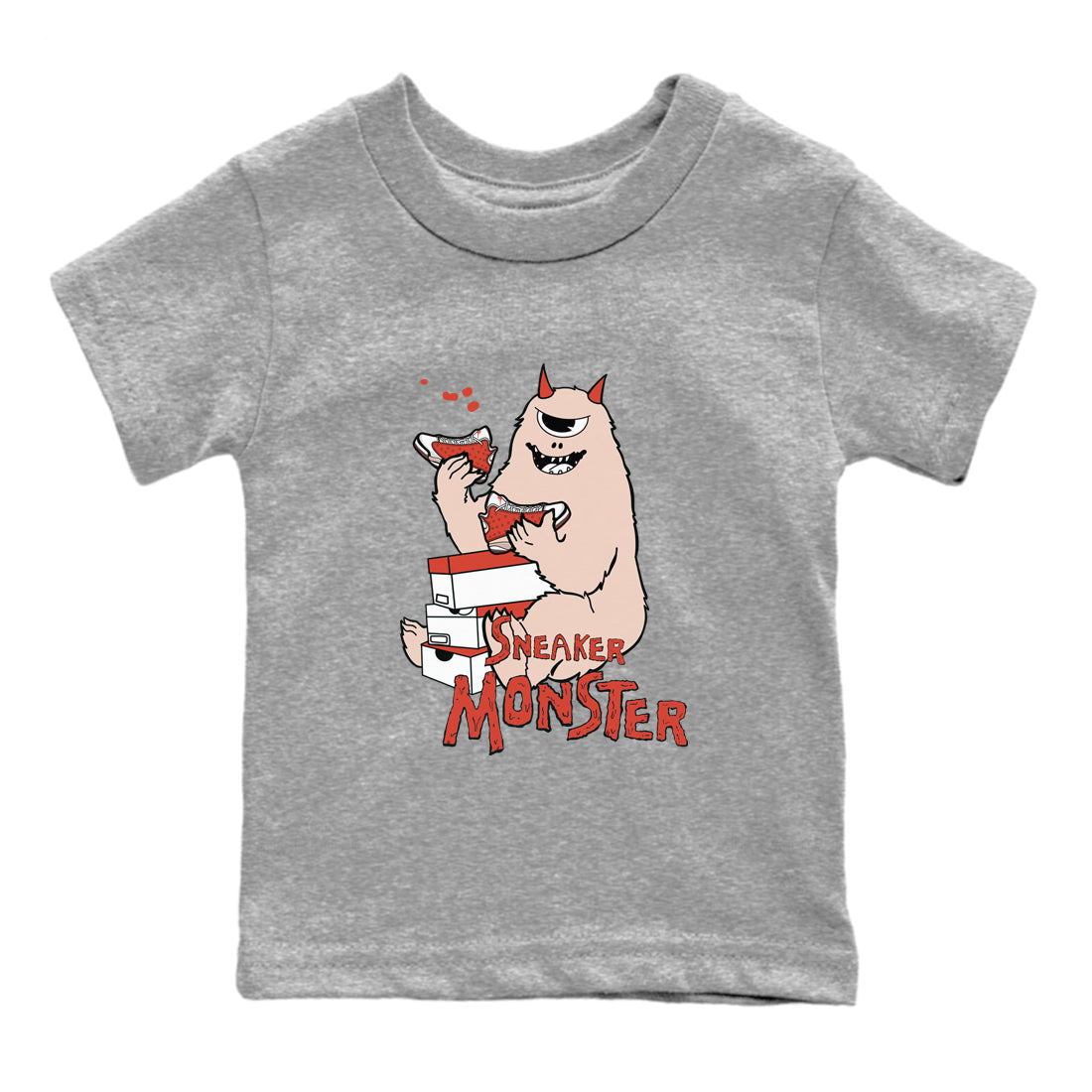 13s Dune Red shirts to match jordans Sneaker Monster sneaker match tees Air Jordan 13 Dune Red Drip Gear Zone streetwear brand Baby and Youth Heather Grey 2 cotton tee