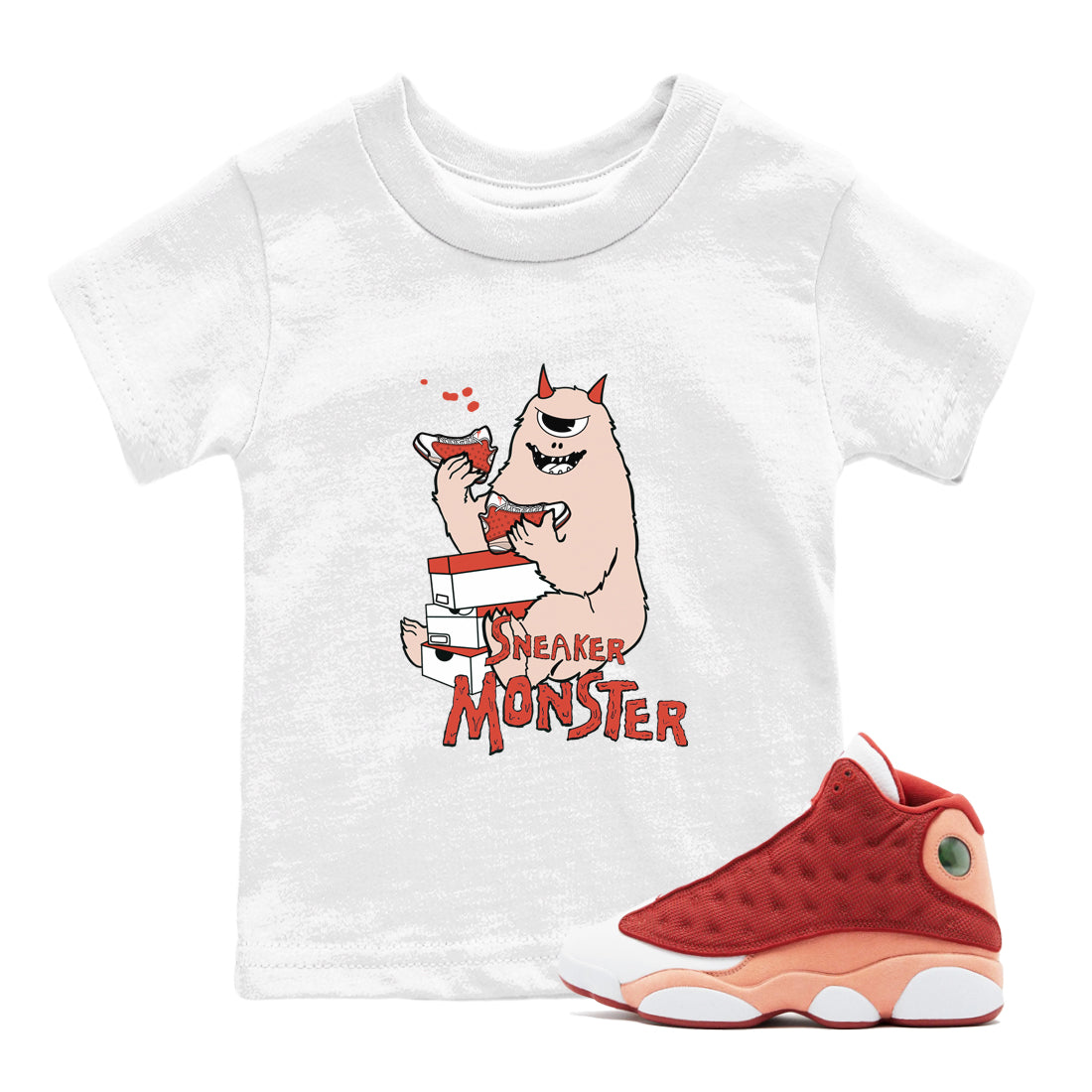 13s Dune Red shirts to match jordans Sneaker Monster sneaker match tees Air Jordan 13 Dune Red Drip Gear Zone streetwear brand Baby and Youth White 1 cotton tee