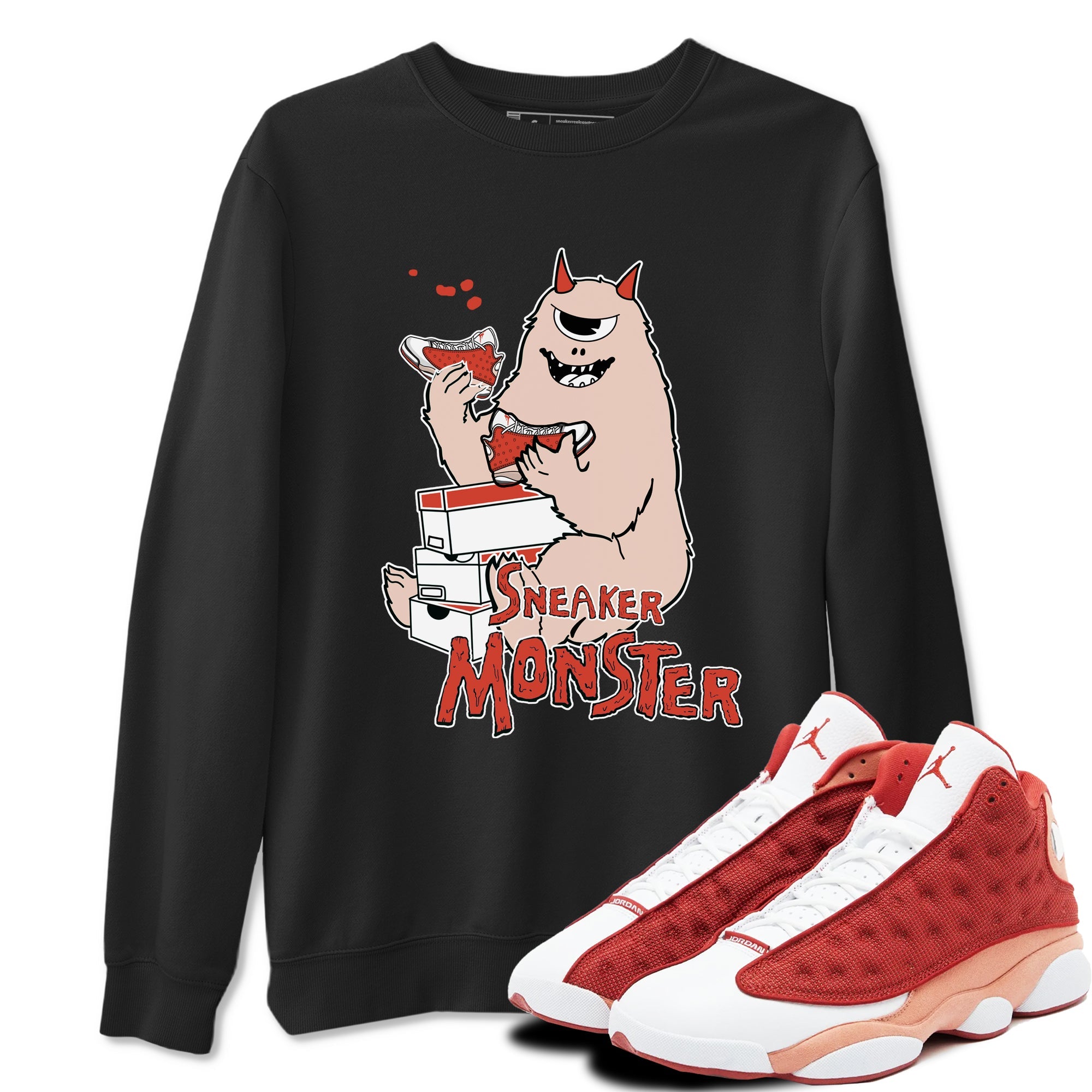 13s Dune Red shirts to match jordans Sneaker Monster sneaker match tees Air Jordan 13 Dune Red Drip Gear Zone streetwear brand Black 1 unisex cotton tee