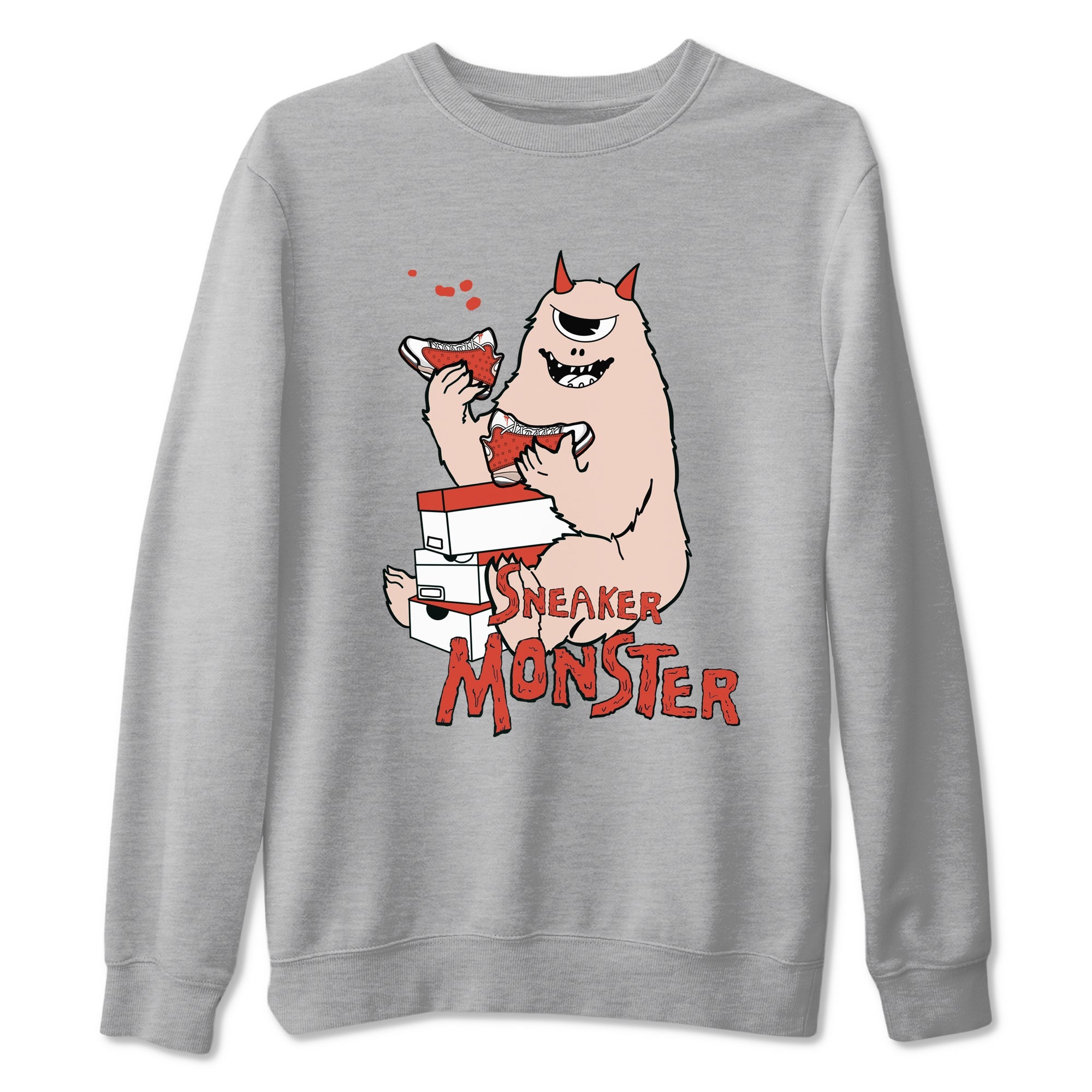 13s Dune Red shirts to match jordans Sneaker Monster sneaker match tees Air Jordan 13 Dune Red Drip Gear Zone streetwear brand Heather Grey 2 unisex cotton tee