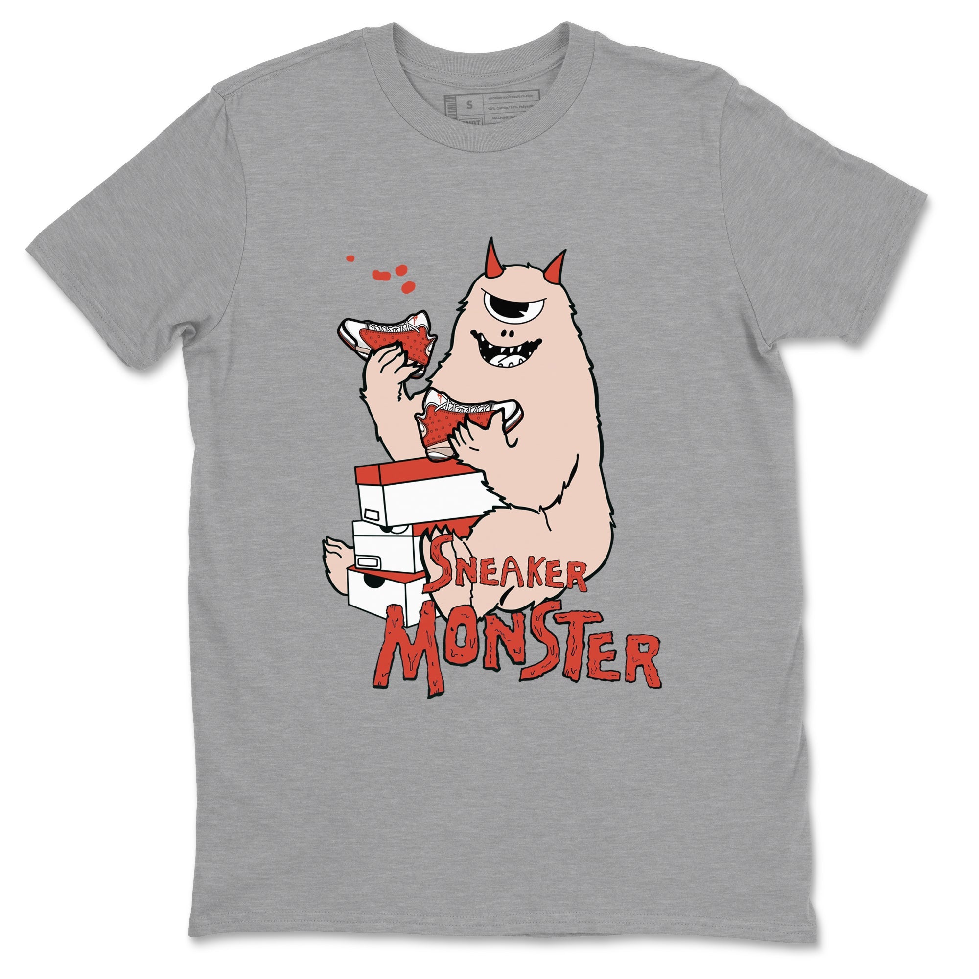 13s Dune Red shirts to match jordans Sneaker Monster sneaker match tees Air Jordan 13 Dune Red Drip Gear Zone streetwear brand Heather Grey 2 unisex cotton tee