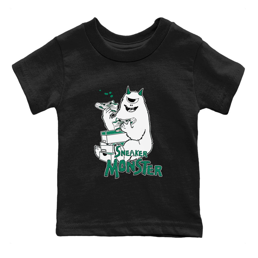 4s Oxidized Green shirts to match jordans Sneaker Monster sneaker match tees Air Jordan 4 Oxidized Green Drip Gear Zone streetwear brand Baby and Youth Black 2 cotton tee