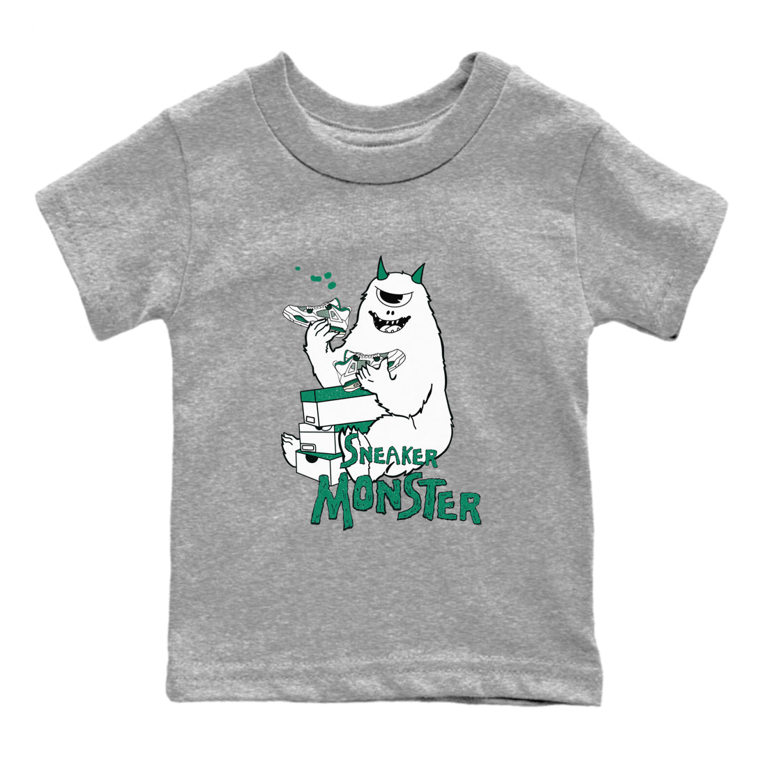 4s Oxidized Green shirts to match jordans Sneaker Monster sneaker match tees Air Jordan 4 Oxidized Green Drip Gear Zone streetwear brand Baby and Youth Heather Grey 2 cotton tee
