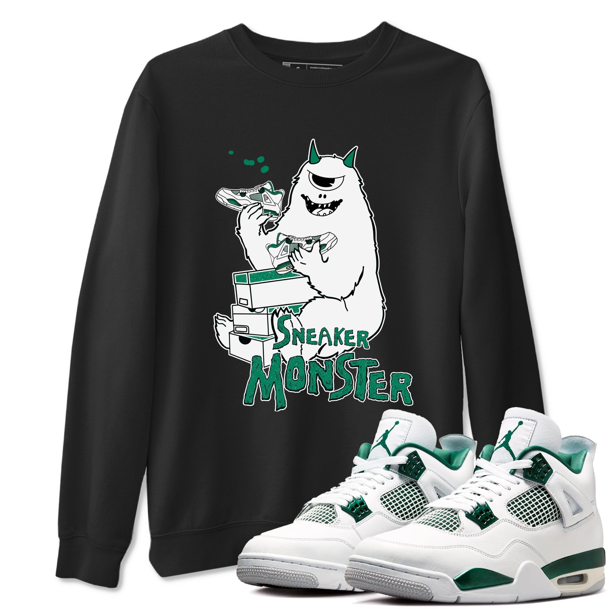 4s Oxidized Green shirts to match jordans Sneaker Monster sneaker match tees Air Jordan 4 Oxidized Green Drip Gear Zone streetwear brand Black 1 unisex cotton tee