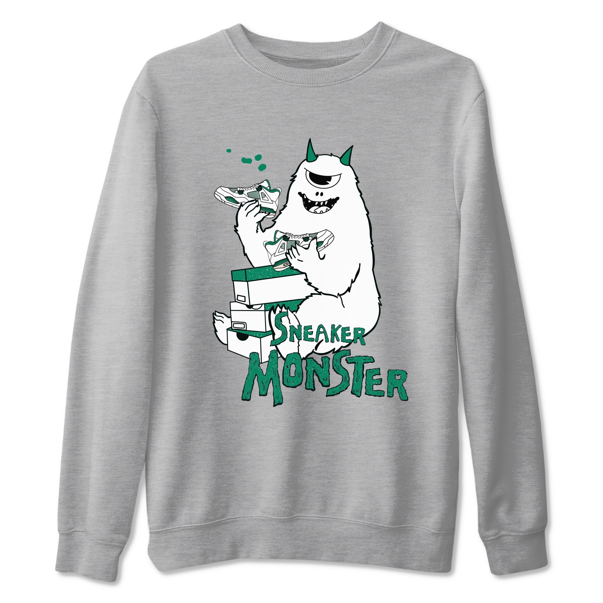 4s Oxidized Green shirts to match jordans Sneaker Monster sneaker match tees Air Jordan 4 Oxidized Green Drip Gear Zone streetwear brand Heather Grey 2 unisex cotton tee