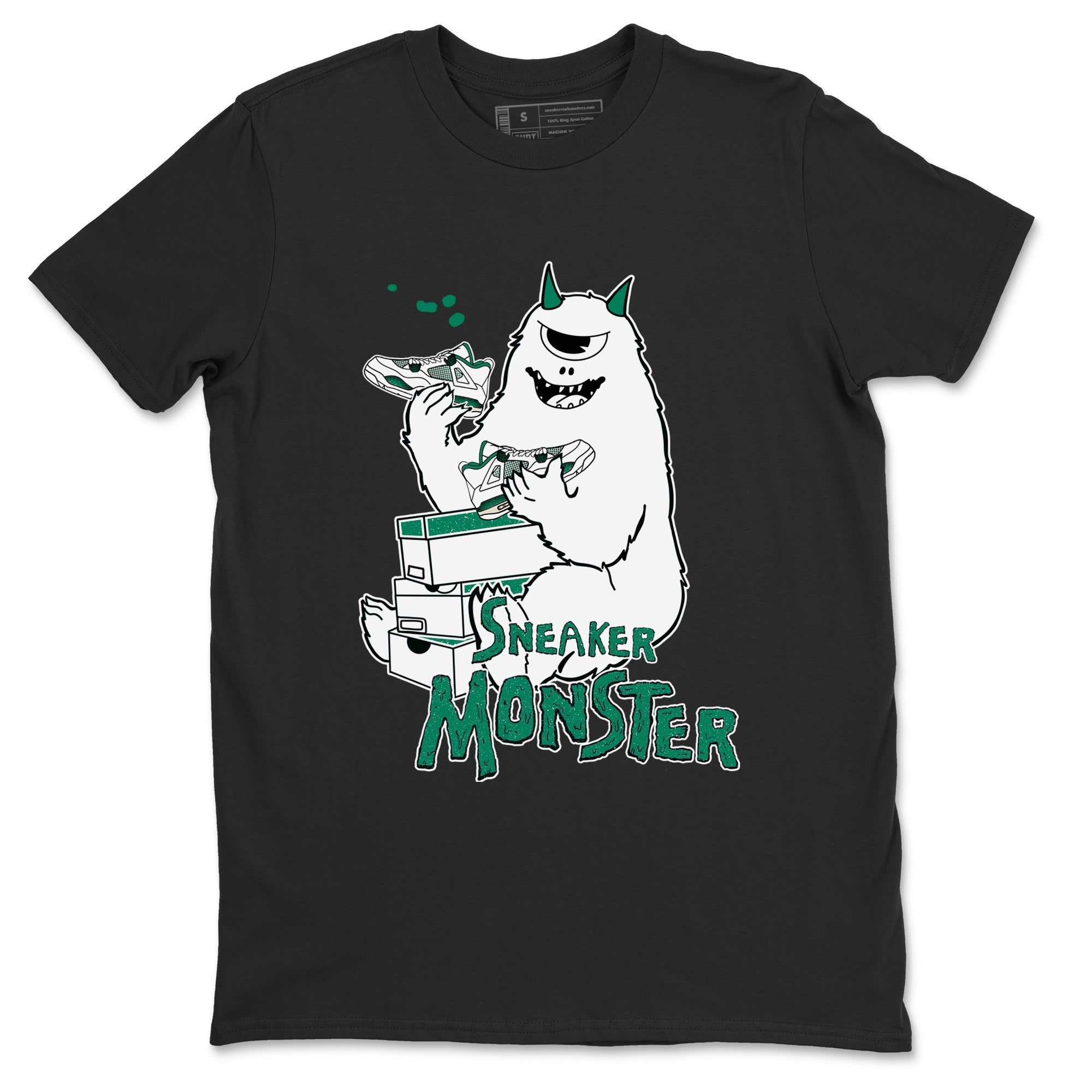 4s Oxidized Green shirts to match jordans Sneaker Monster sneaker match tees Air Jordan 4 Oxidized Green Drip Gear Zone streetwear brand Black 2 unisex cotton tee