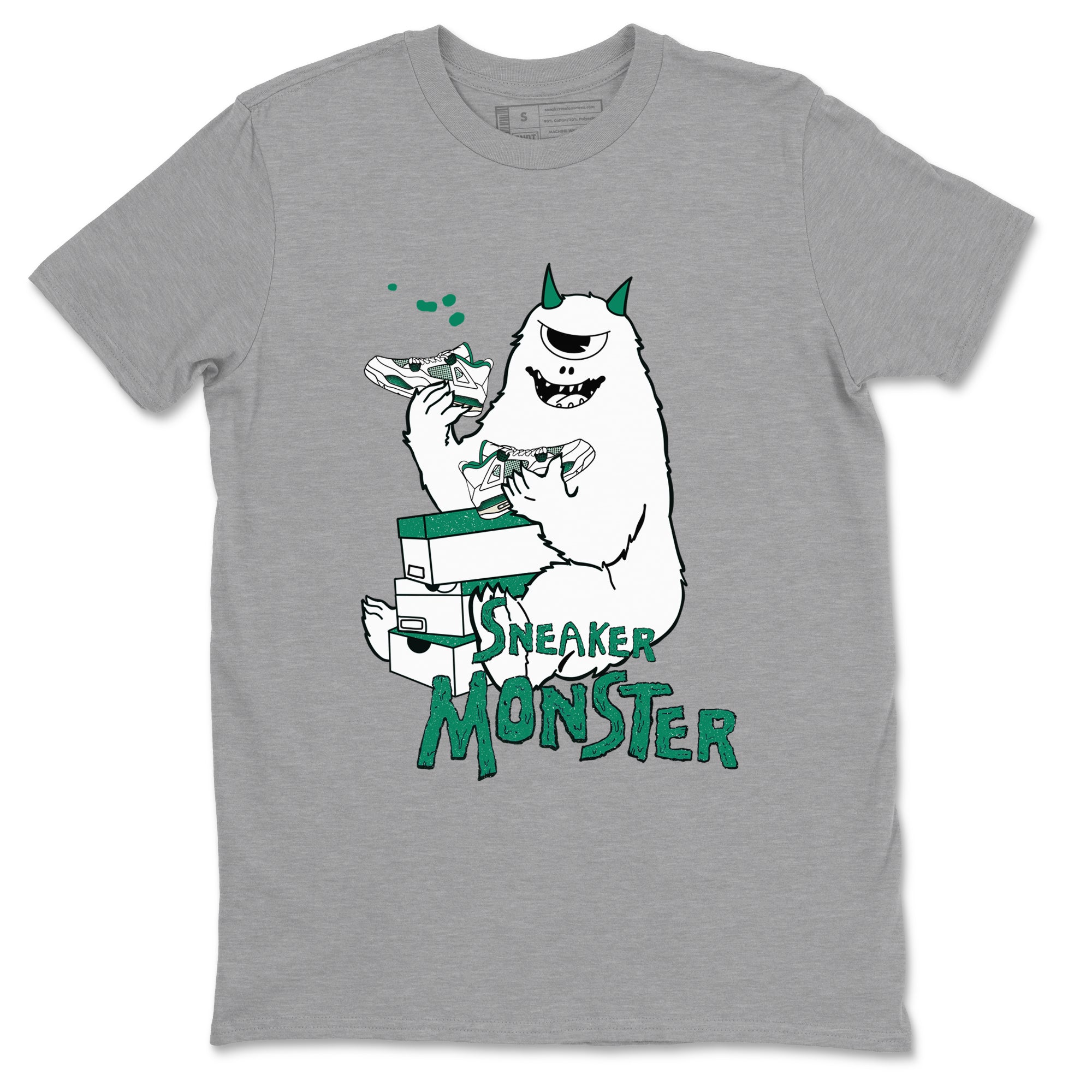 4s Oxidized Green shirts to match jordans Sneaker Monster sneaker match tees Air Jordan 4 Oxidized Green Drip Gear Zone streetwear brand Heather Grey 2 unisex cotton tee