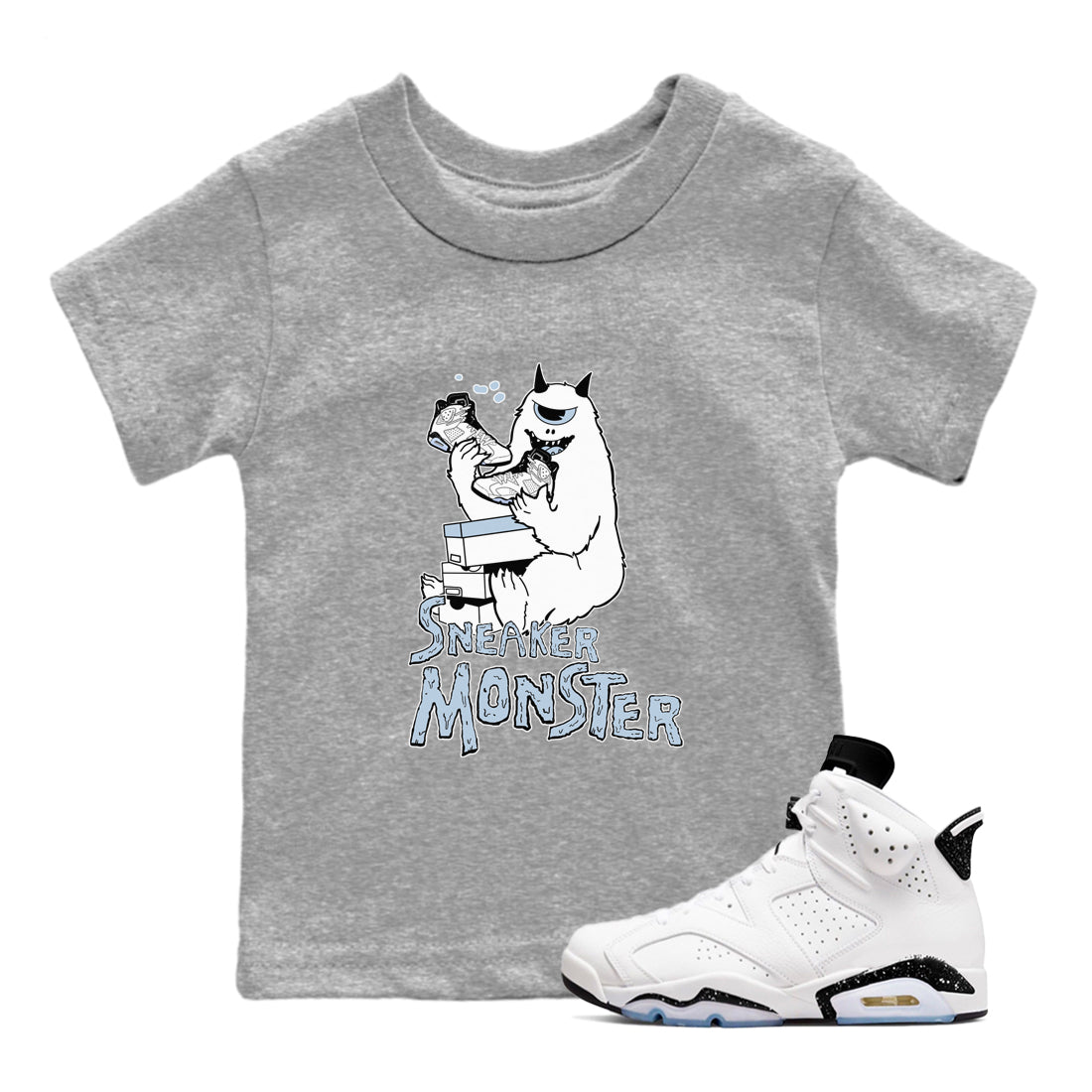 Air Jordan 6 White Black shirts to match jordans Sneaker Monster sneaker match tees Air Jordan 6 White Black Drip Gear Zone baby toddler Heather Grey 1 cotton Shirt