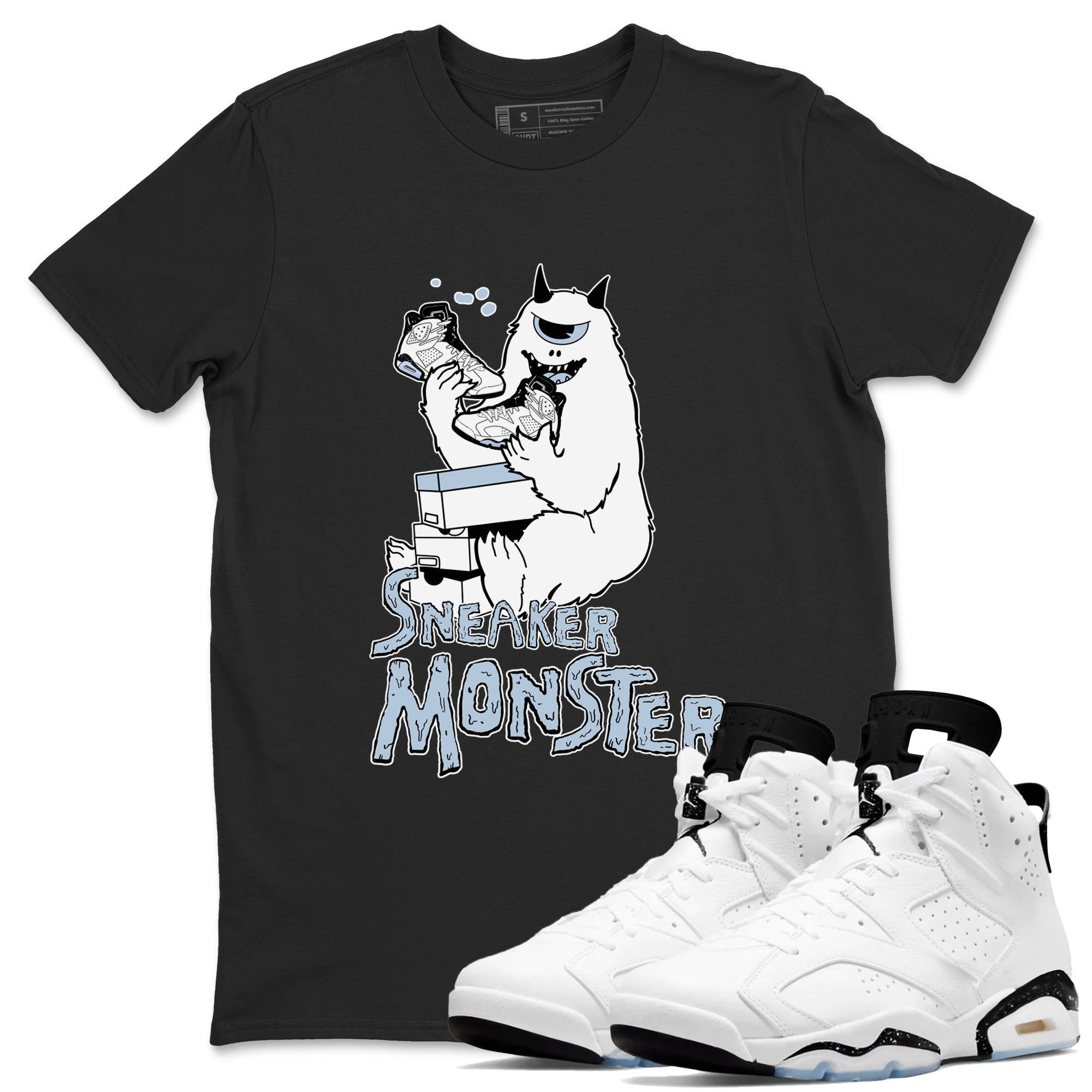 Air Jordan 6 White Black shirts to match jordans Sneaker Monster sneaker match tees Air Jordan 6 White Black Drip Gear Zone unisex cotton Black 1 crew neck shirt