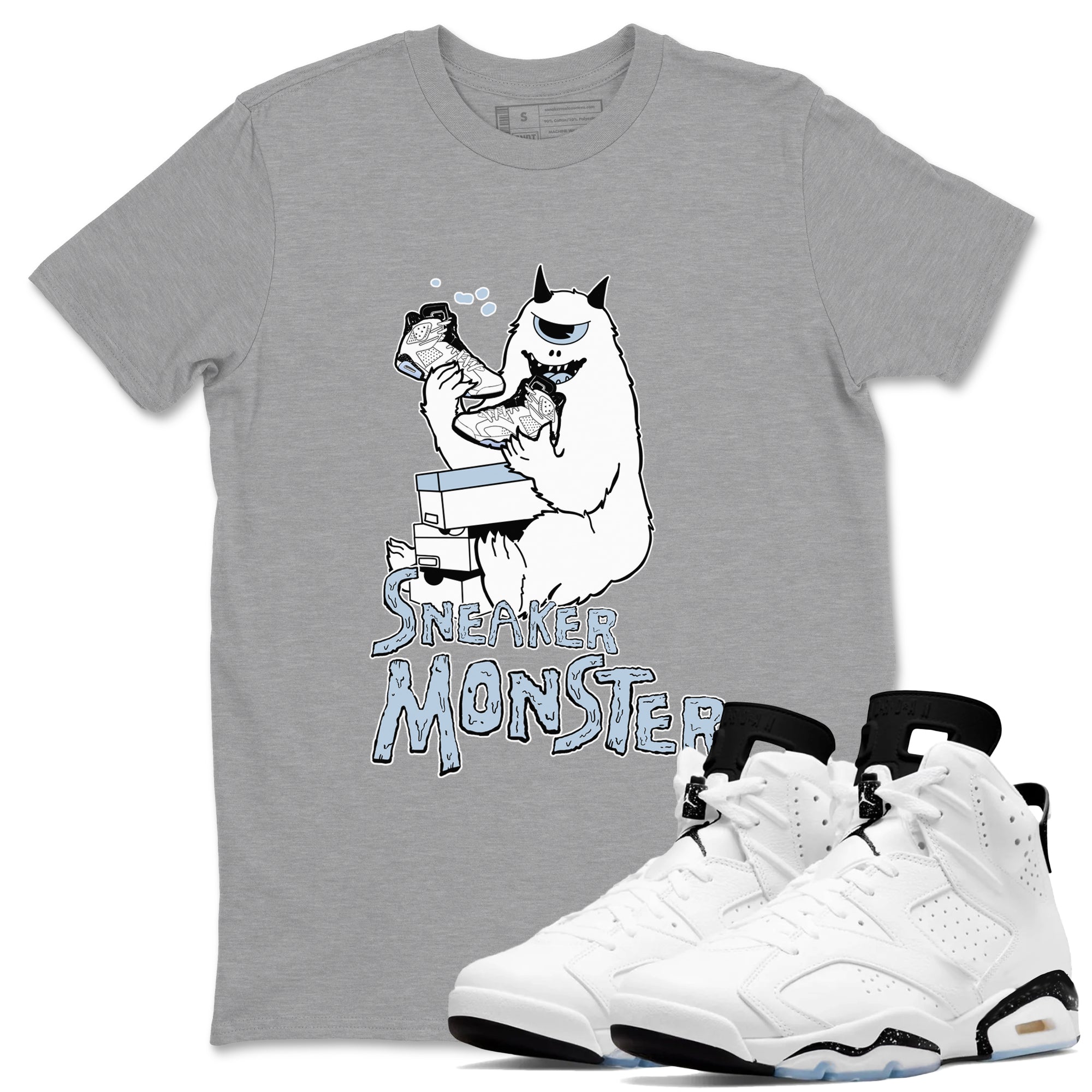 Air Jordan 6 White Black shirts to match jordans Sneaker Monster sneaker match tees Air Jordan 6 White Black Drip Gear Zone unisex cotton Heather Grey 1 crew neck shirt