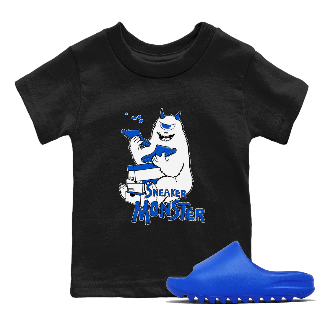 Yeezy Slide Azure shirts to match jordans Sneaker Monster sneaker match tees Yeezy Slide Azure Drip Gear Zone streetwear brand Baby and Youth Black 1 cotton tee