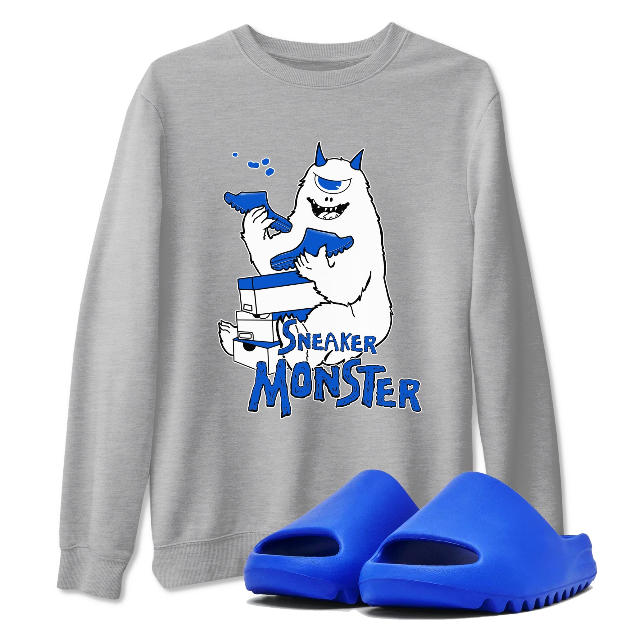 Yeezy Slide Azure shirts to match jordans Sneaker Monster sneaker match tees Yeezy Slide Azure Drip Gear Zone streetwear brand Heather Grey 1 unisex cotton tee