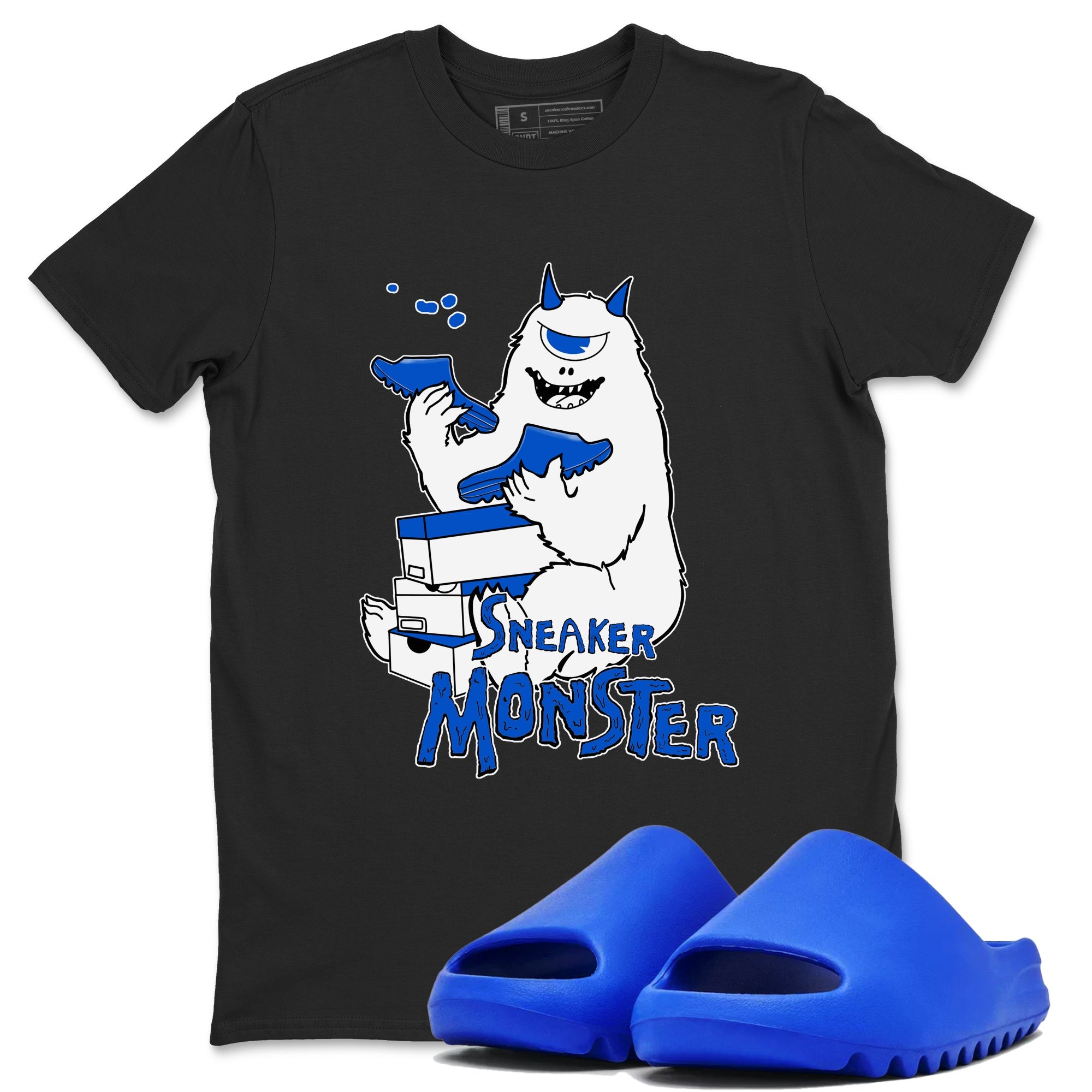 Yeezy Slide Azure shirts to match jordans Sneaker Monster sneaker match tees Yeezy Slide Azure Drip Gear Zone streetwear brand Black 1 unisex cotton tee