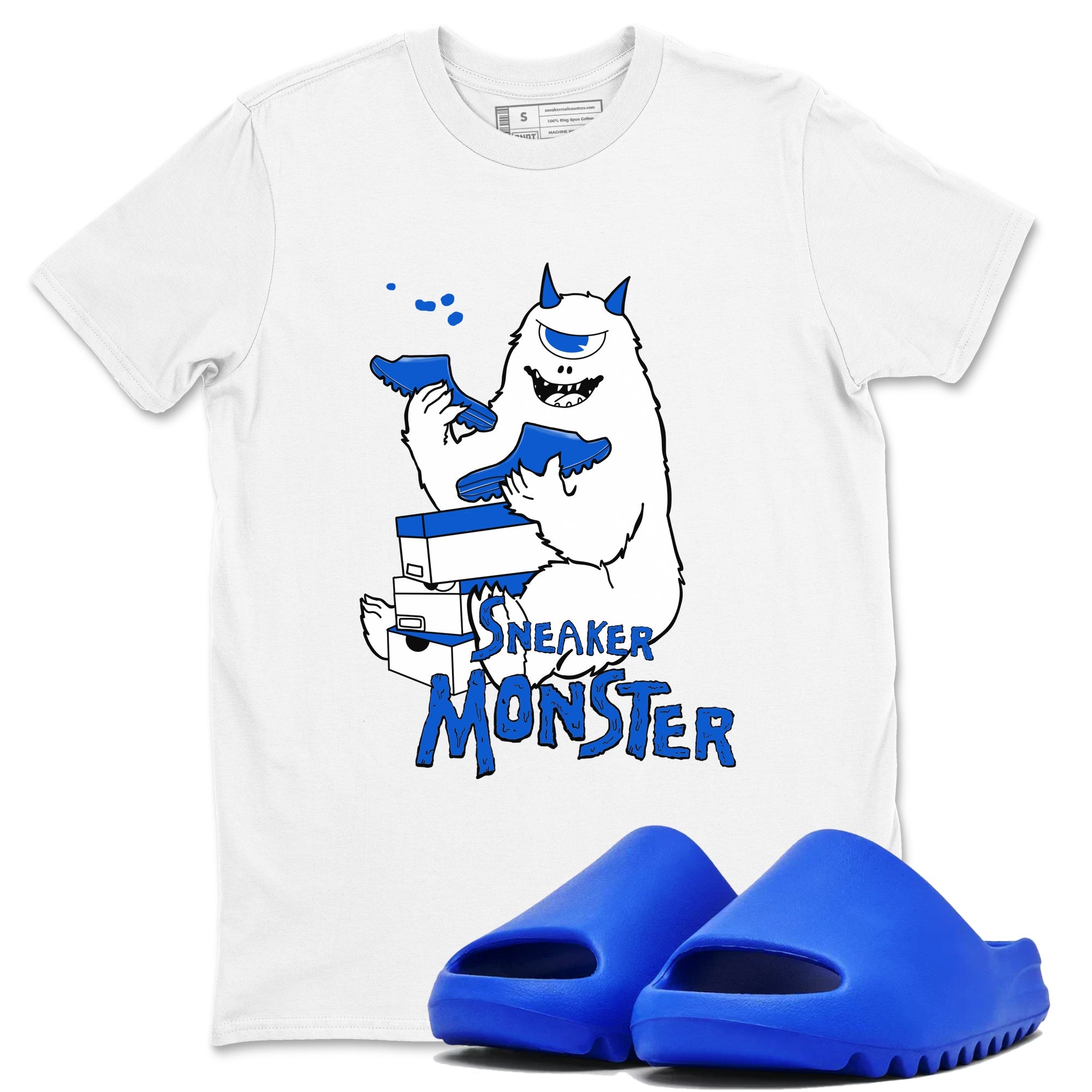 Yeezy Slide Azure shirts to match jordans Sneaker Monster sneaker match tees Yeezy Slide Azure Drip Gear Zone streetwear brand White 1 unisex cotton tee