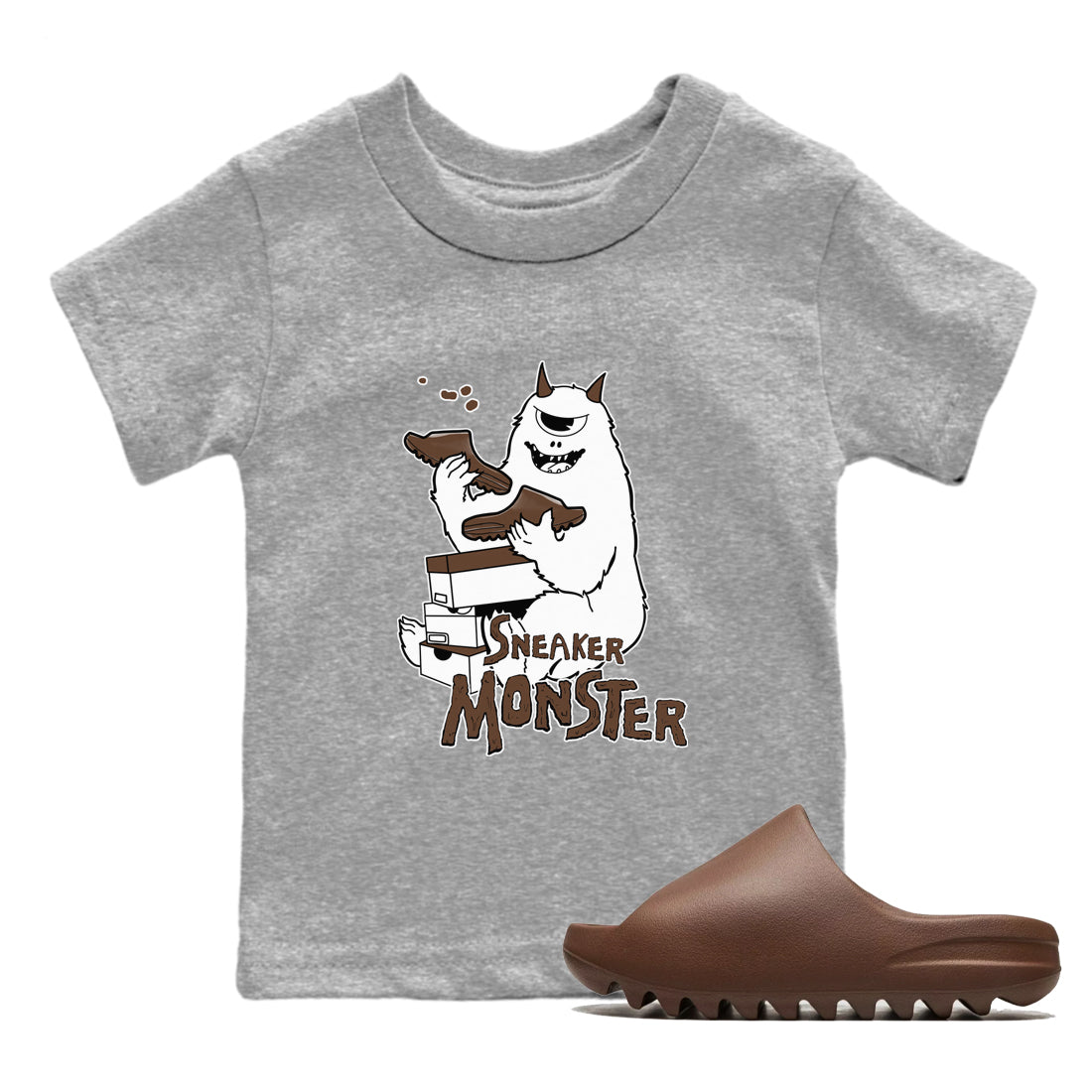 Yeezy Slide Flax shirts to match jordans Sneaker Monster sneaker match tees Yeezy Slide Flax Drip Gear Zone streetwear brand Baby and Youth Heather Grey 1 cotton tee